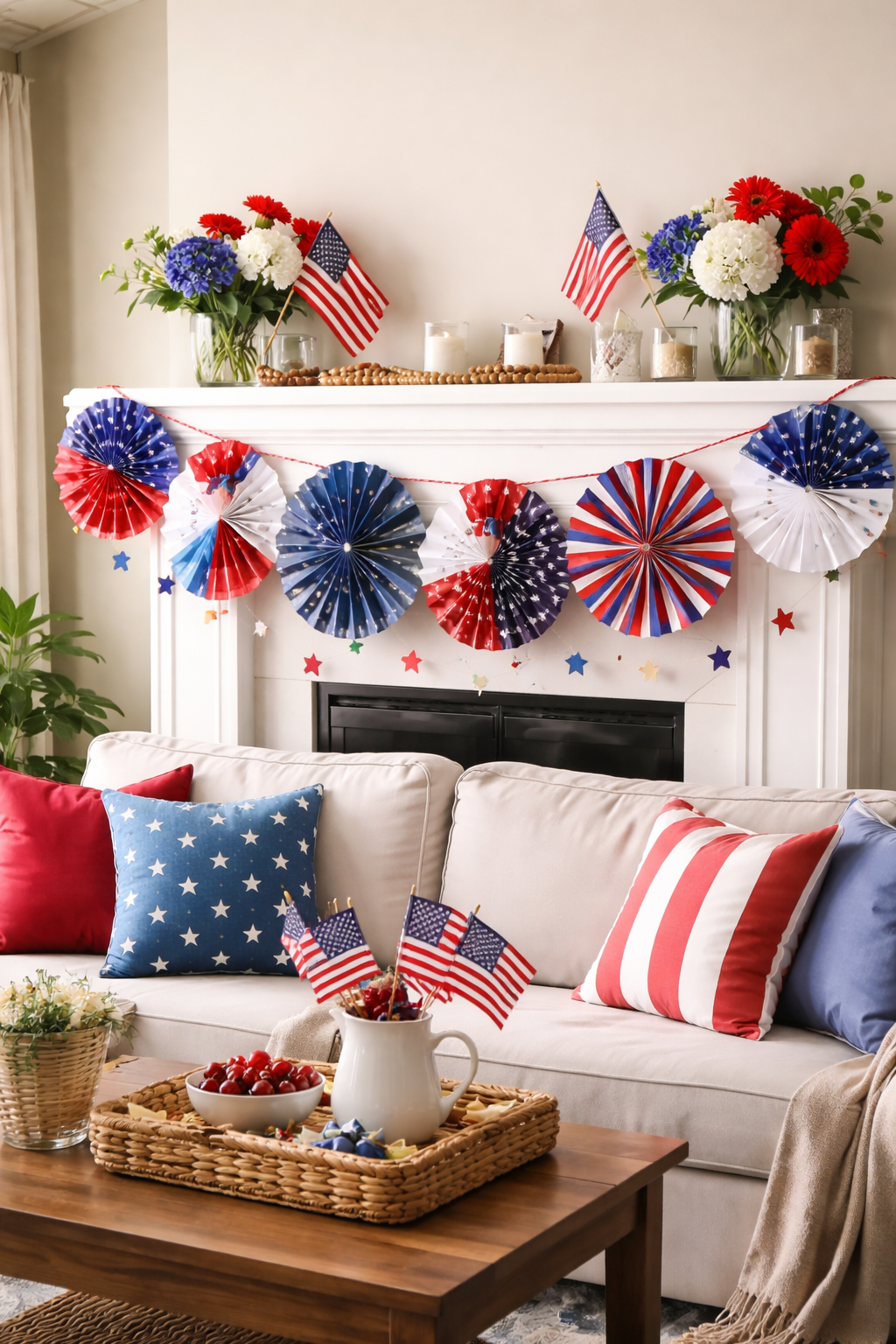 colorful patriotic paper fans