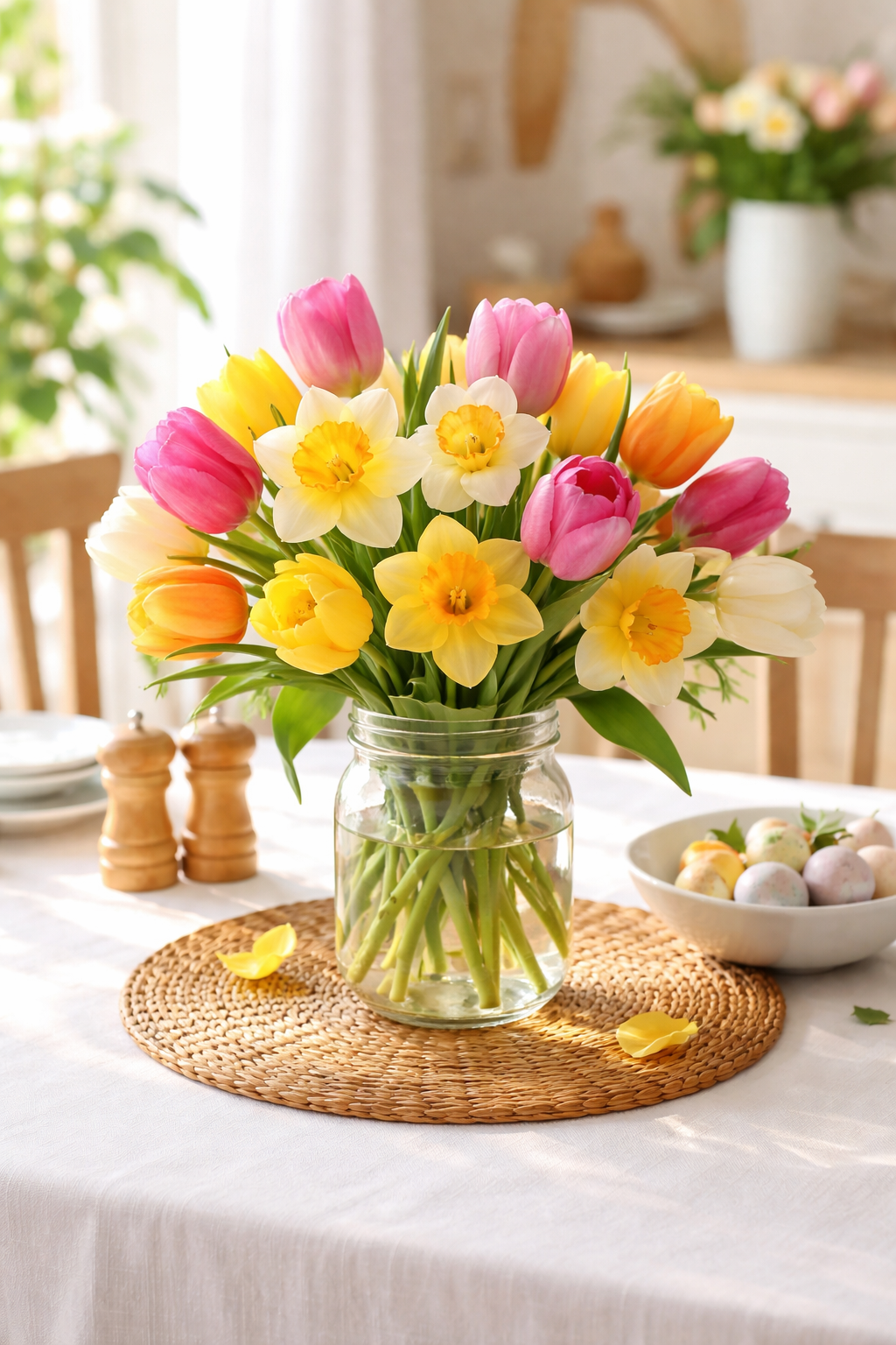 colorful spring flower arrangement
