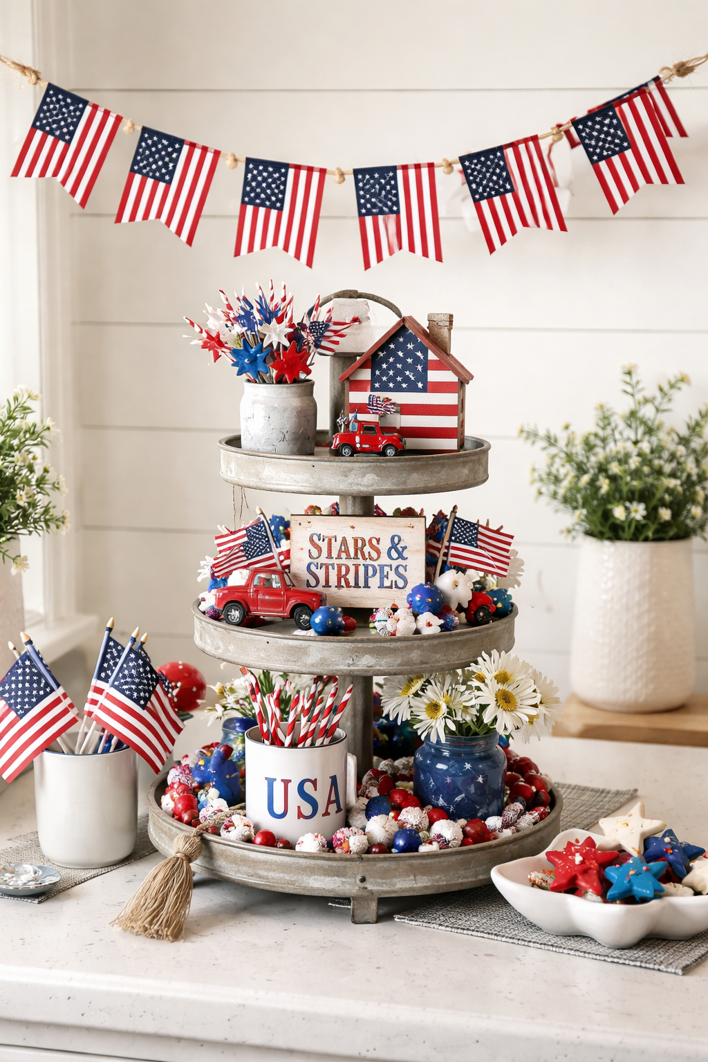 colorful patriotic flag garland