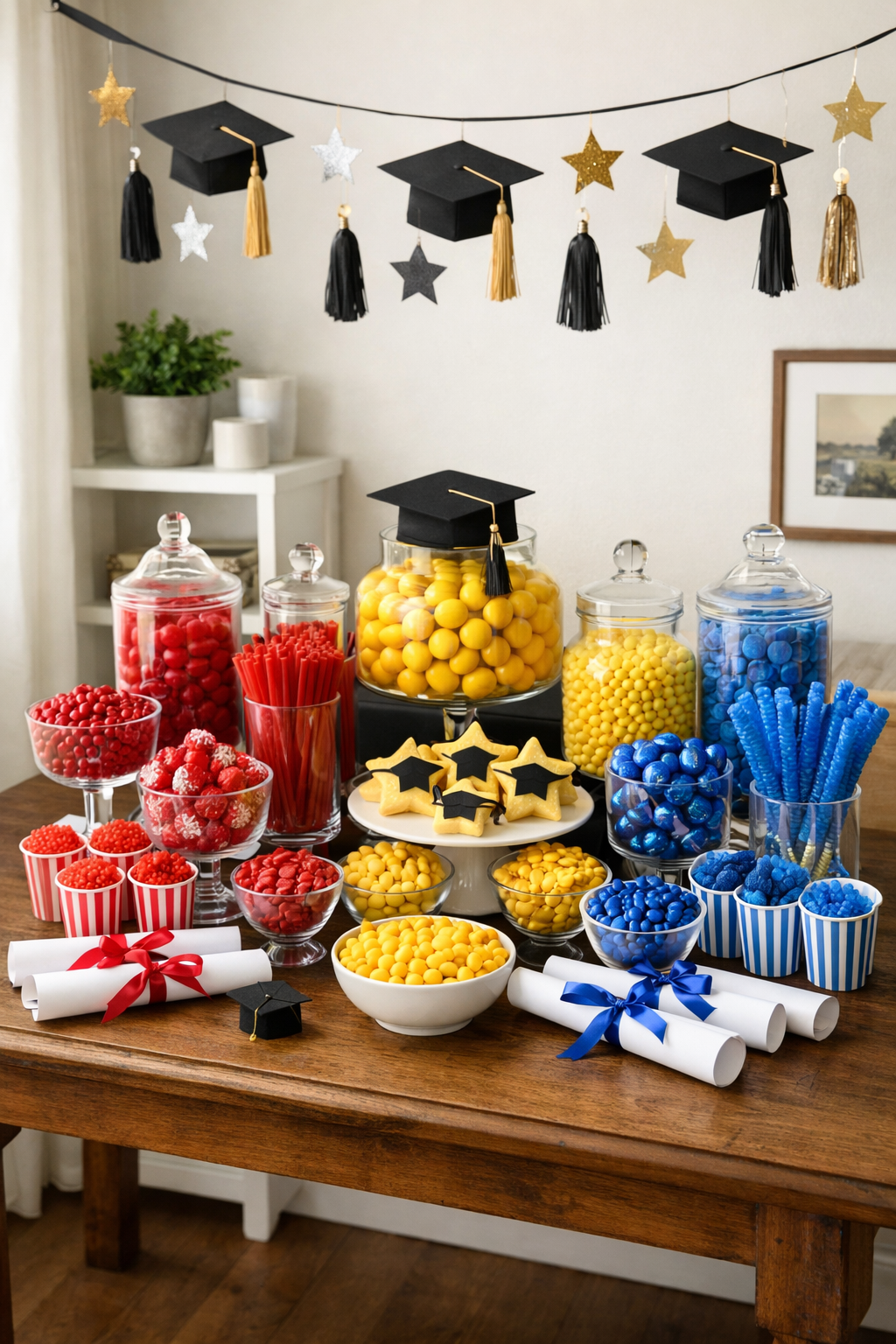 colorful graduation candy displays