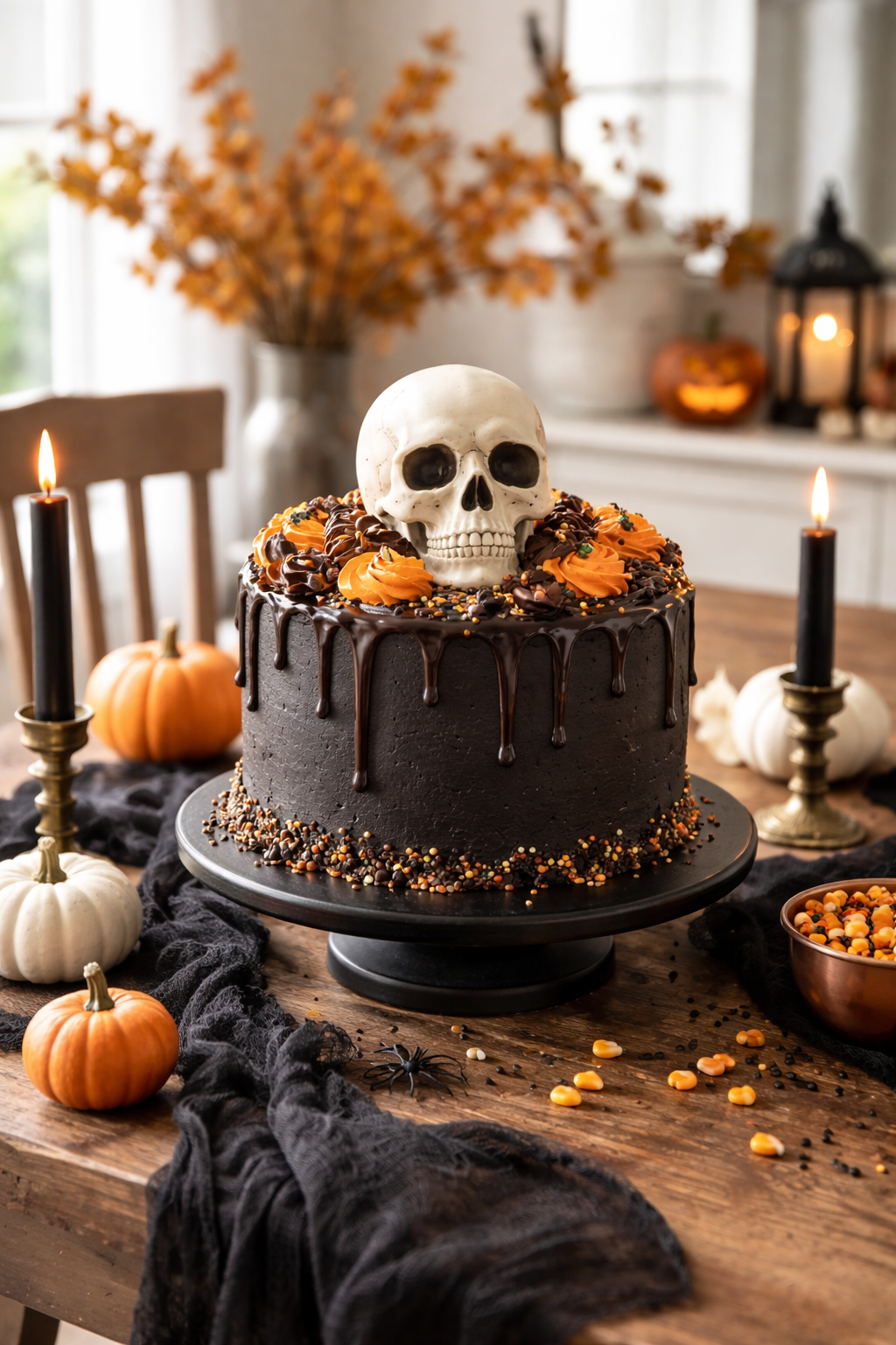 Halloween skull cake