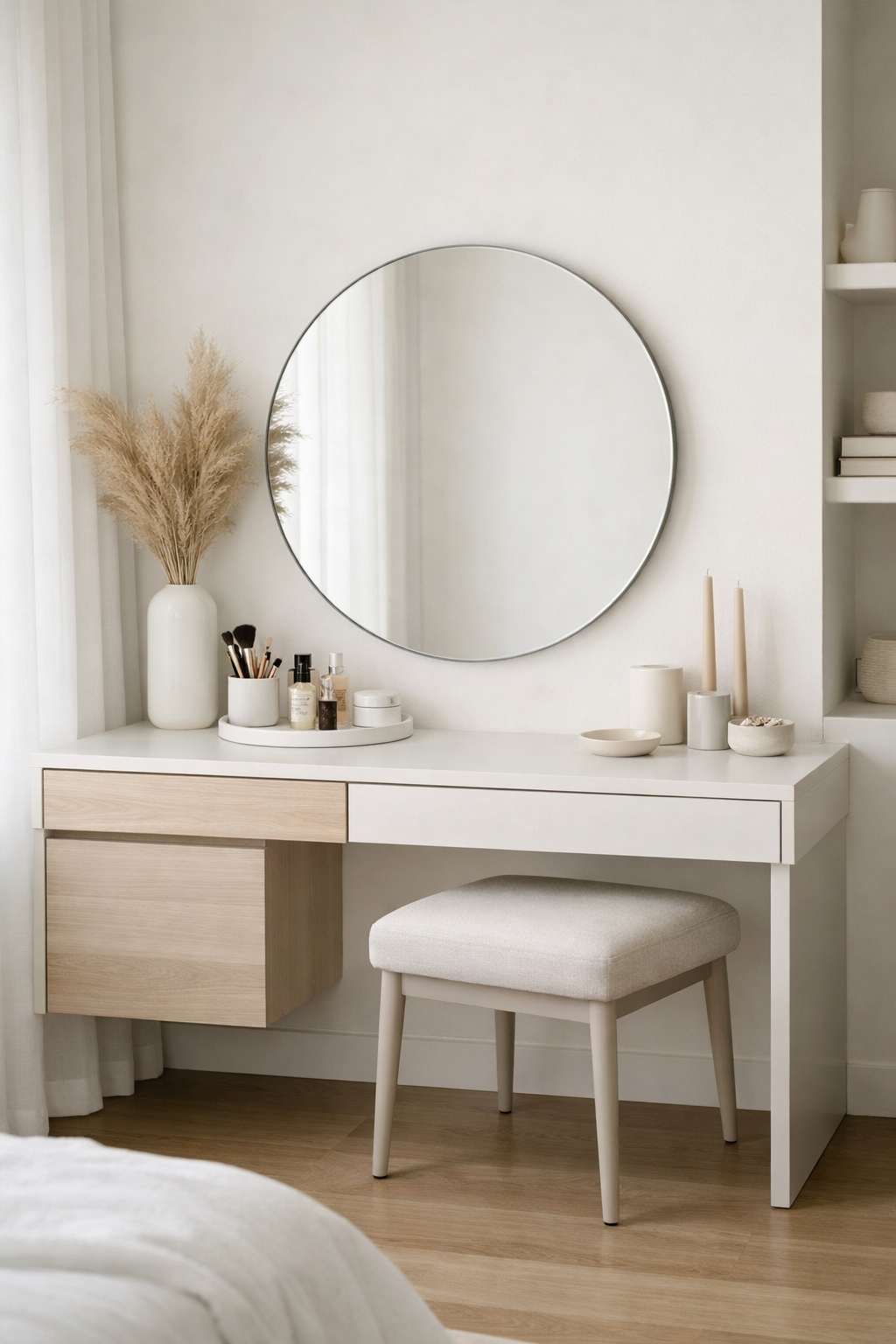 sleek neutral minimalist vanity