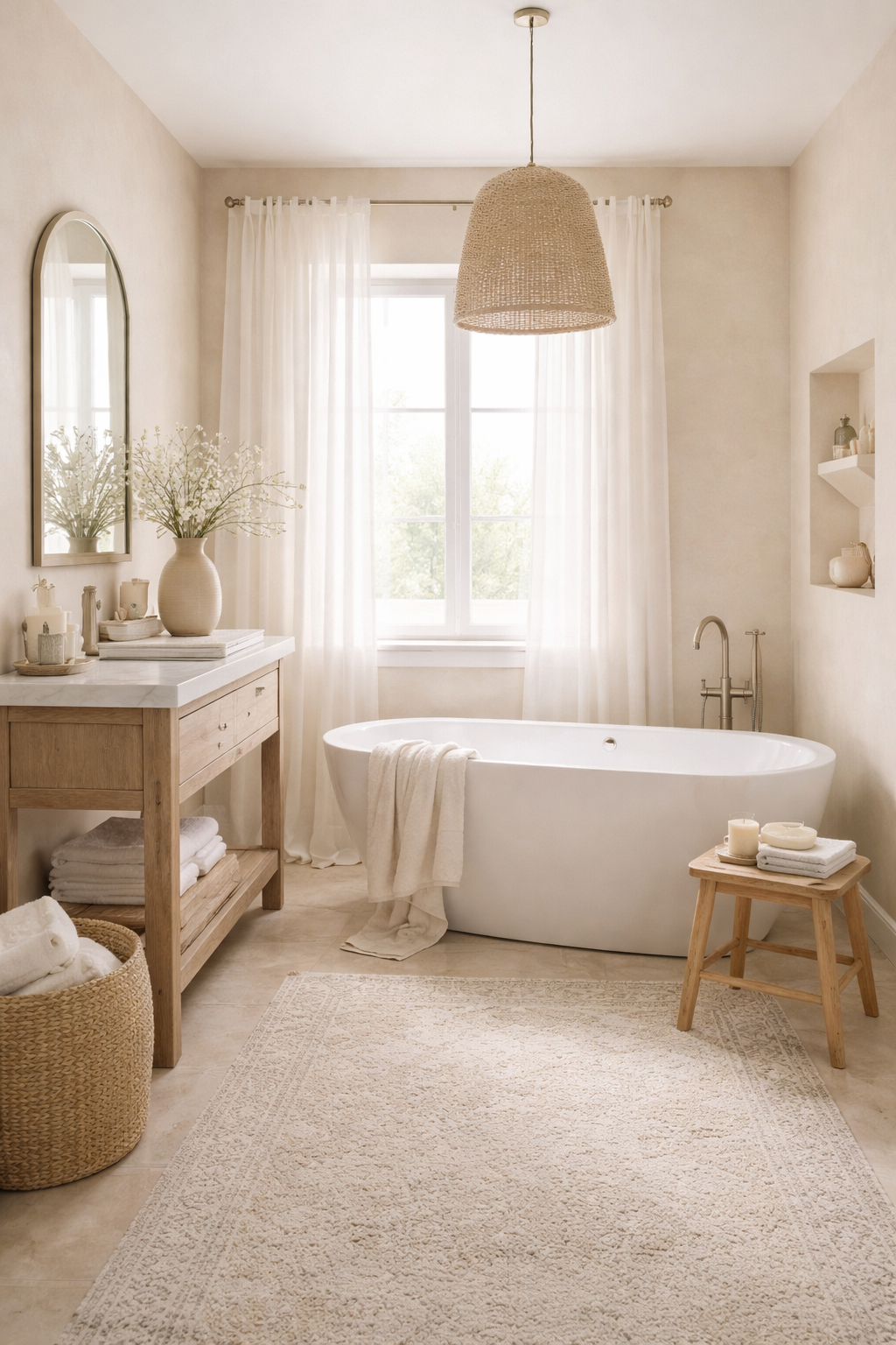 serene neutral bathroom decor