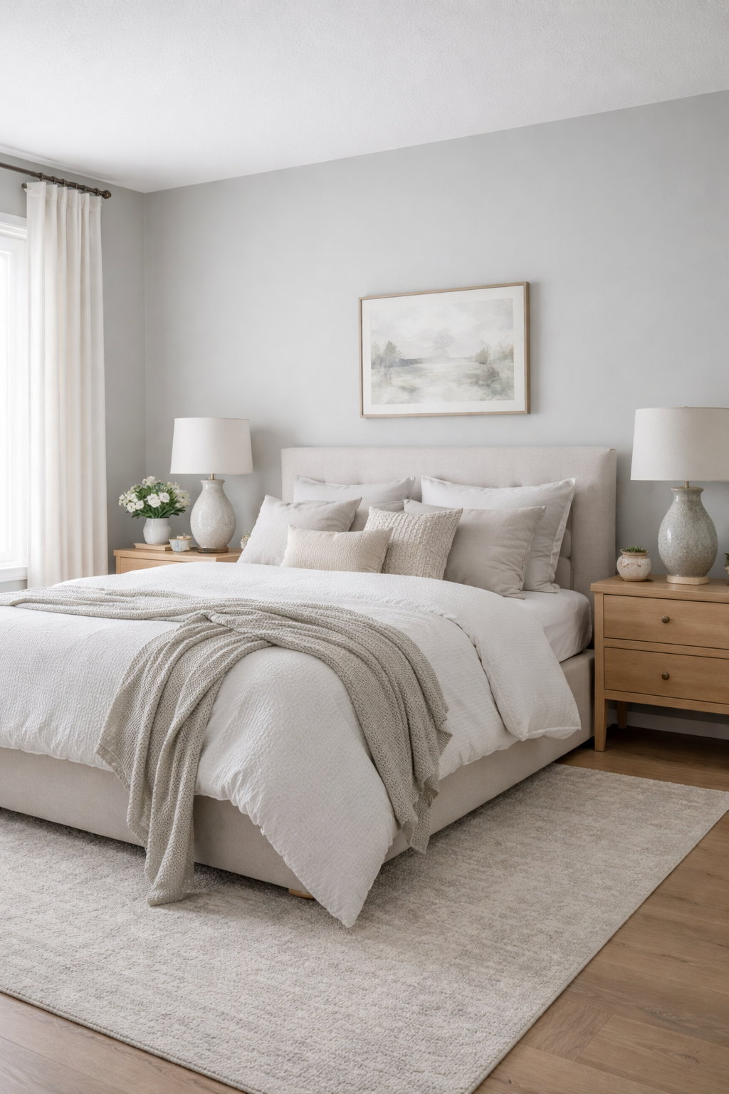 shades of grey used as bedroom wall colors