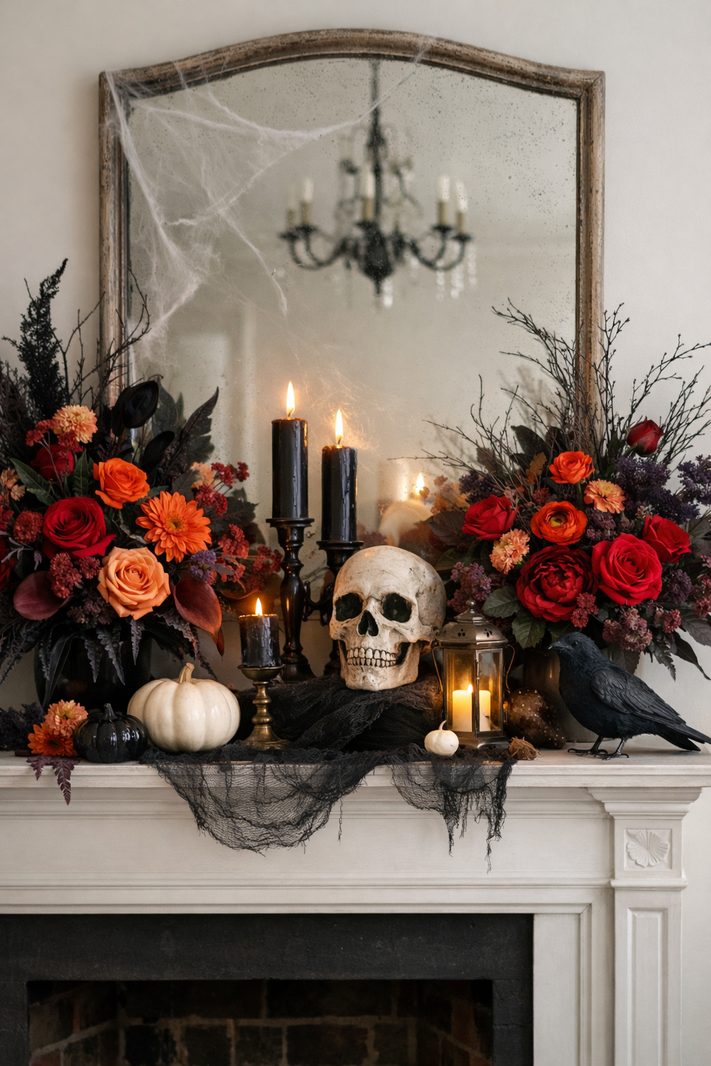 halloween mantel ideas flowers