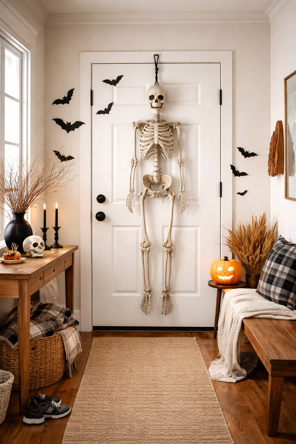 hanging skeleton on door