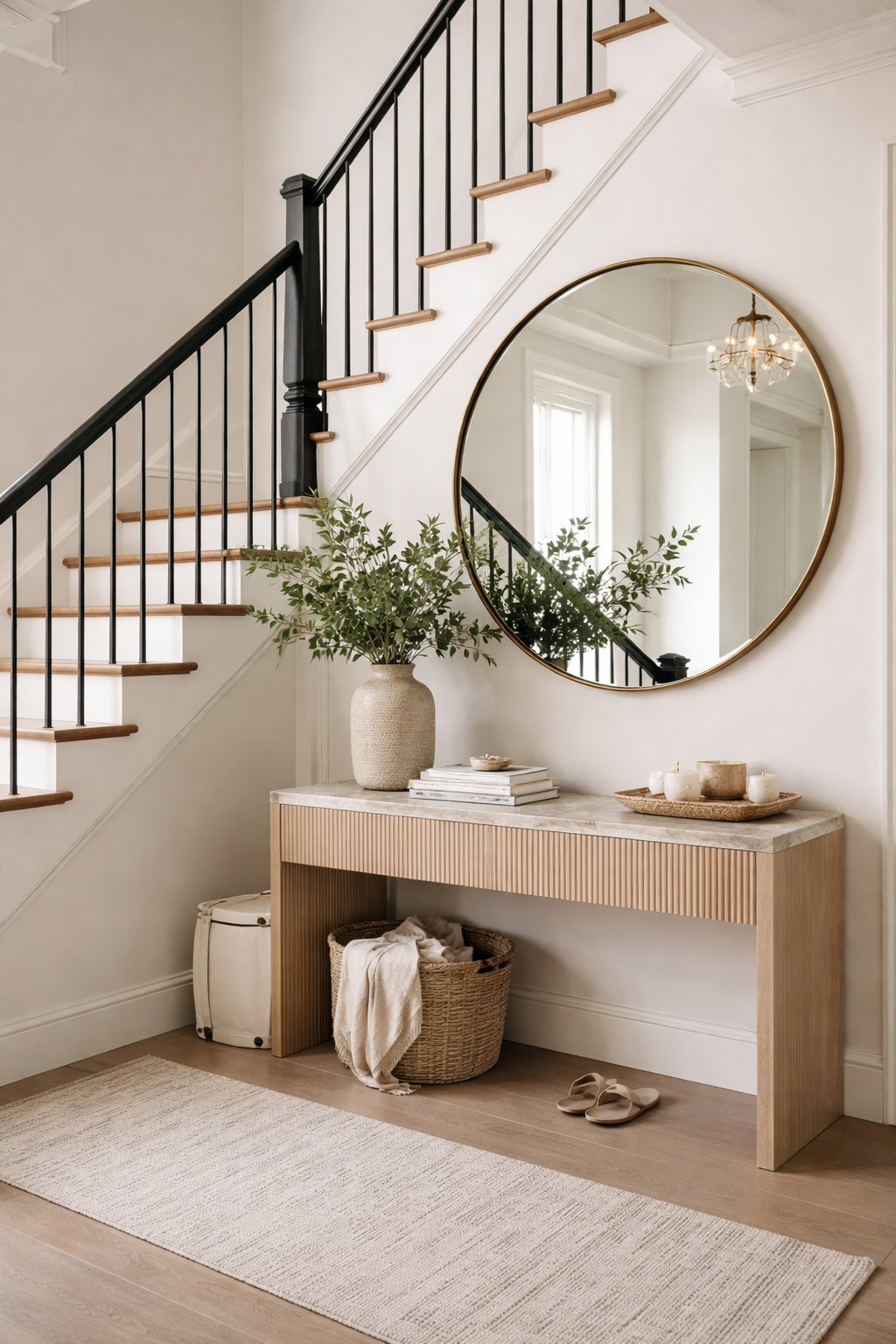 How to Style a Staircase Wall: 26 Inspiring Decor Ideas 2 stylish reflective staircase accent