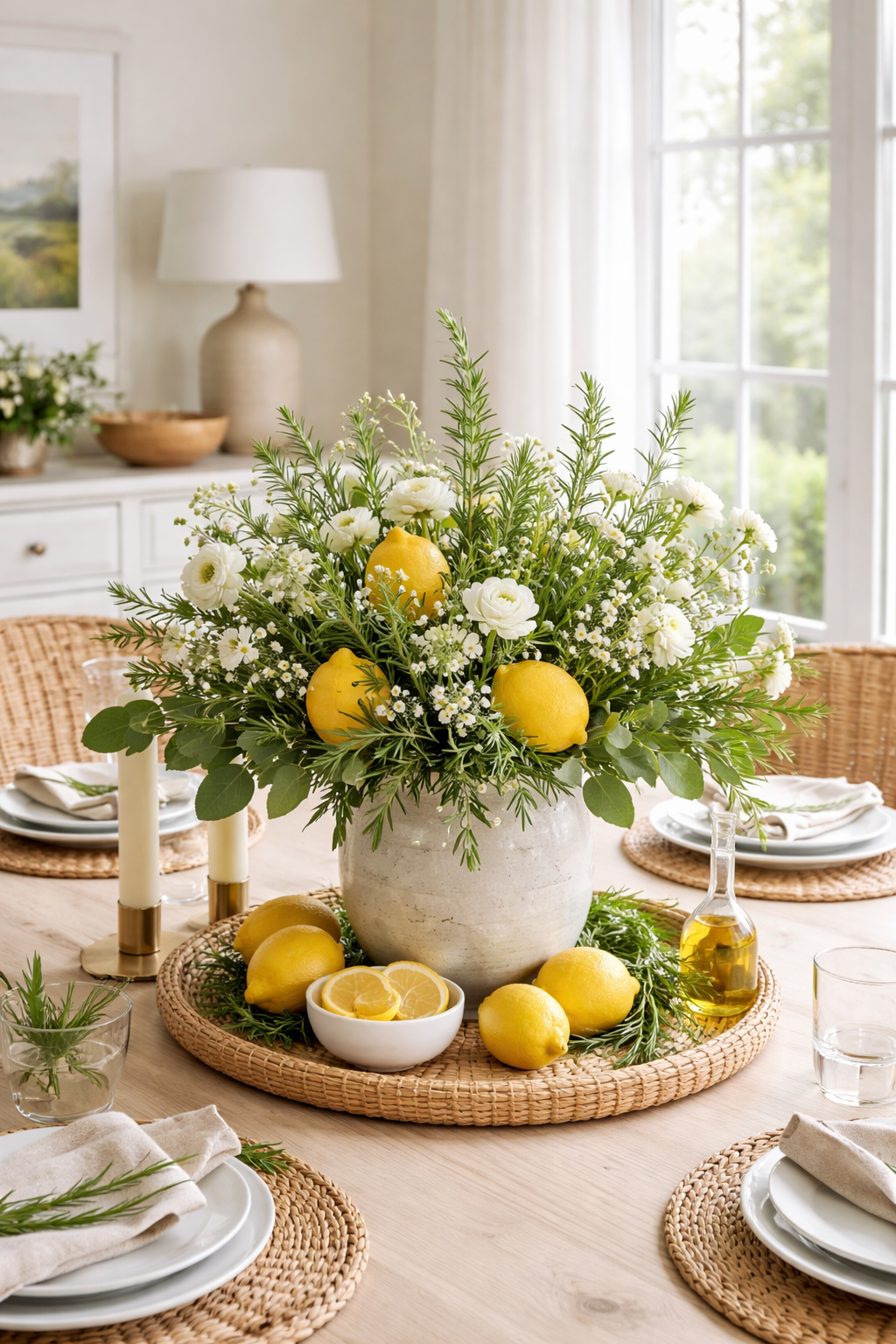 lemon herb greenery arrangement