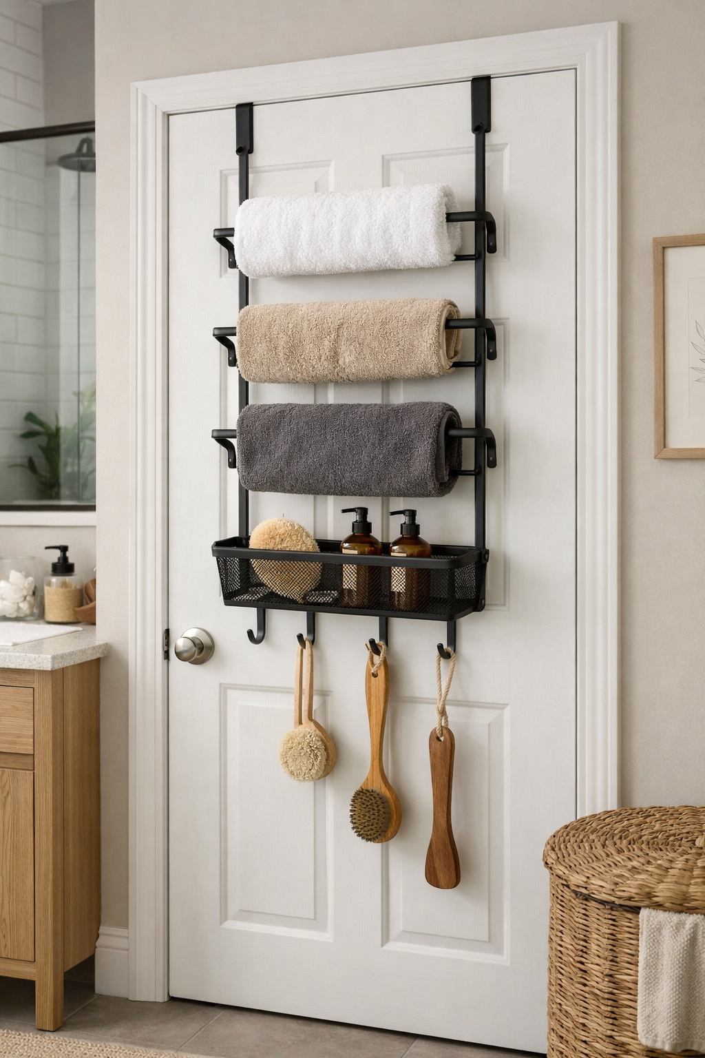 space saving towel organizer