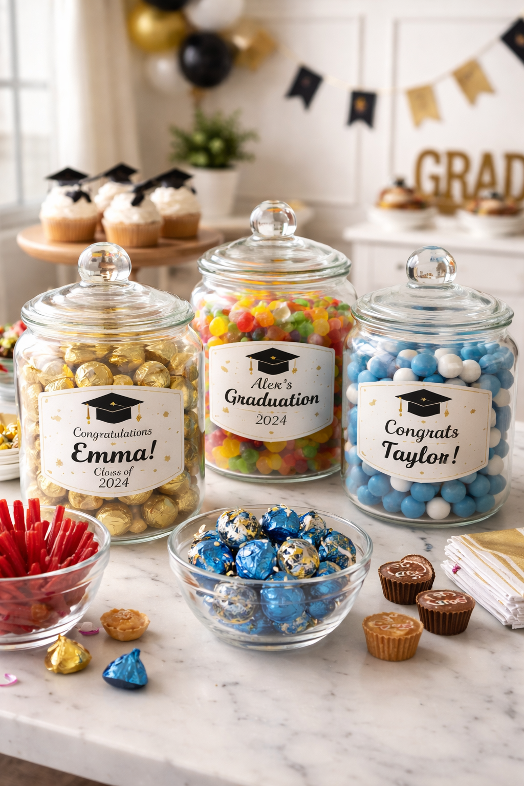 personalized graduation candy jars