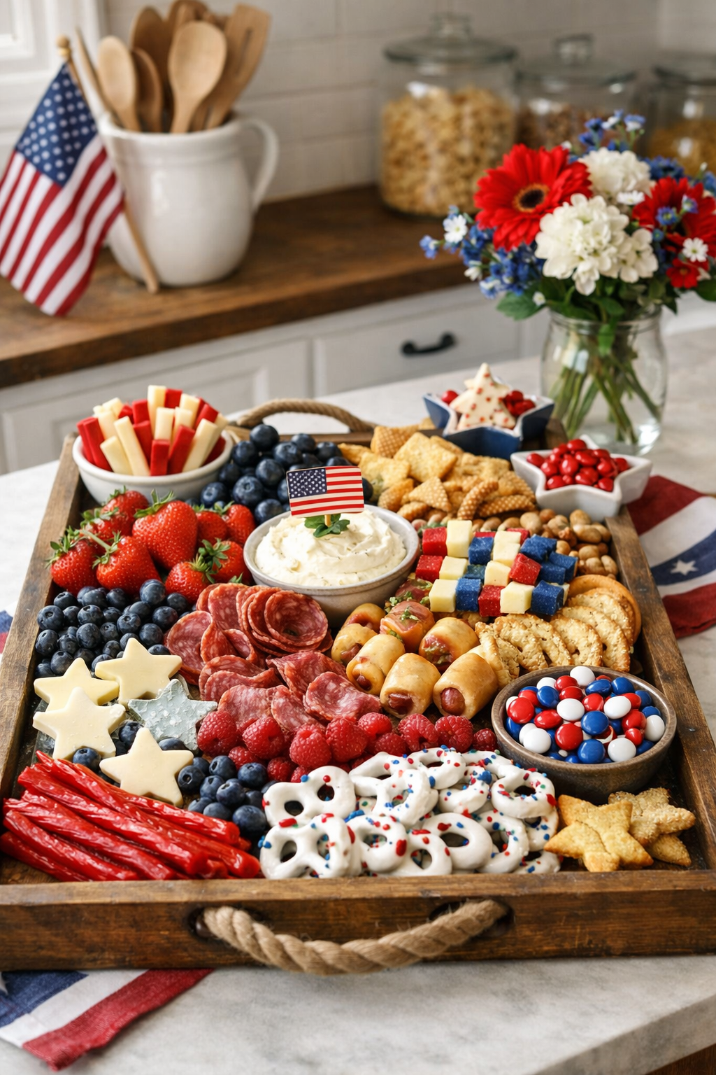 vibrant patriotic deli display