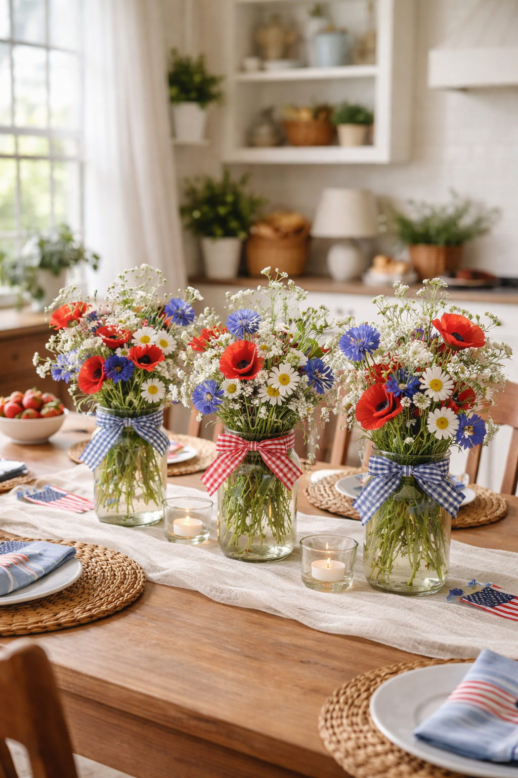 wildflower mason jar centerpieces