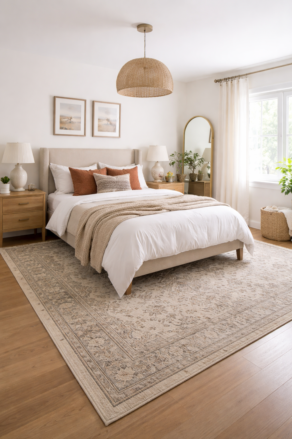 23 Small Bedroom Makeover Ideas With a Big Style Impact 11 use large rug to define