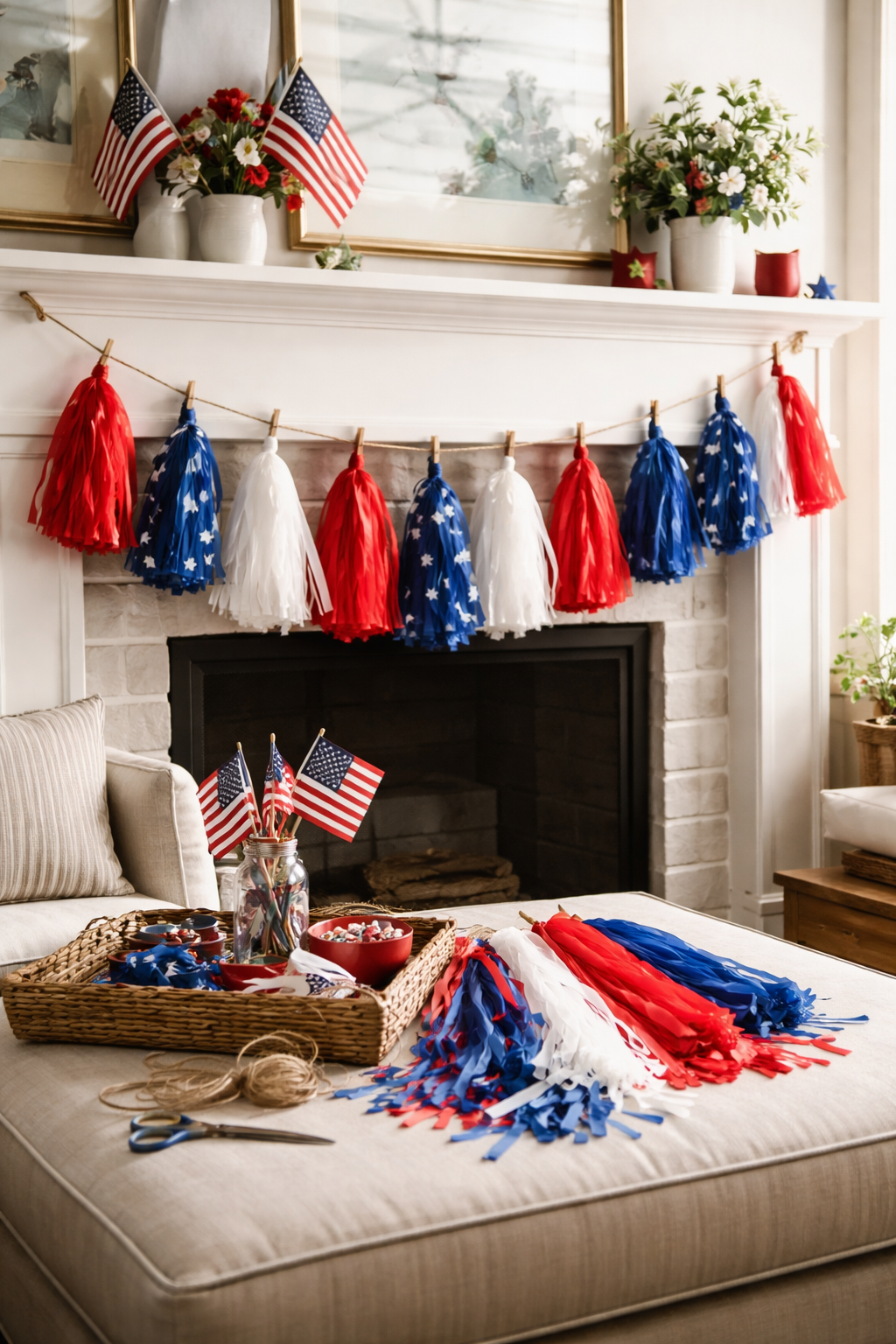 create patriotic tissue tassels