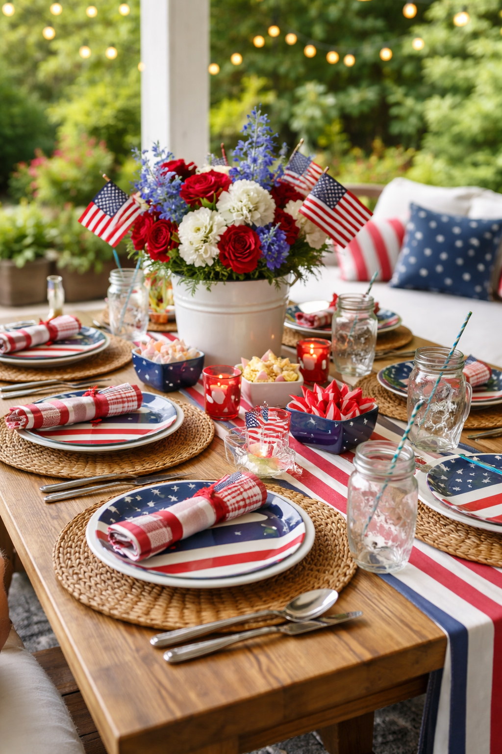 american flag themed tableware decoration