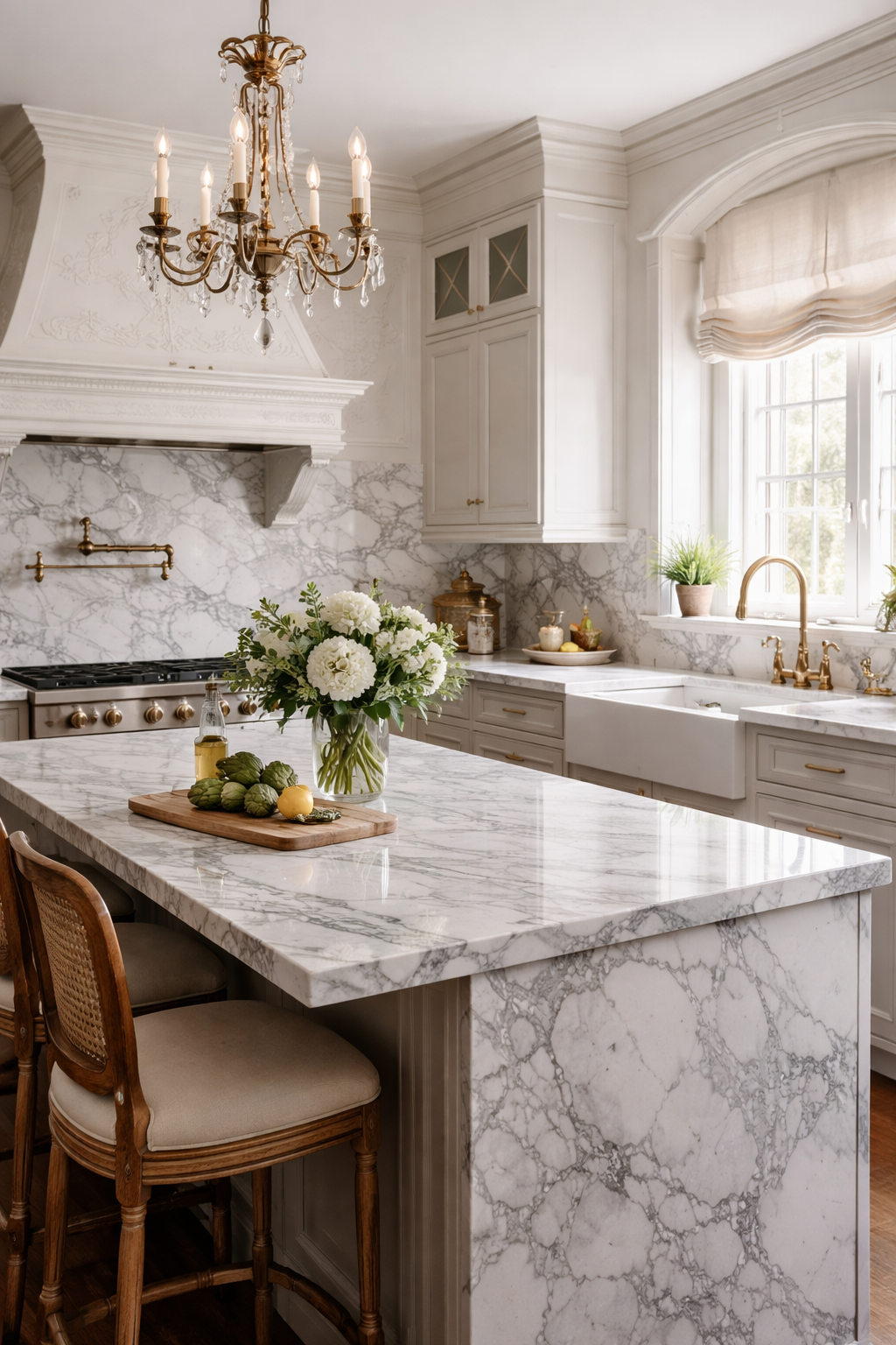 marble elegance with vintage fixtures