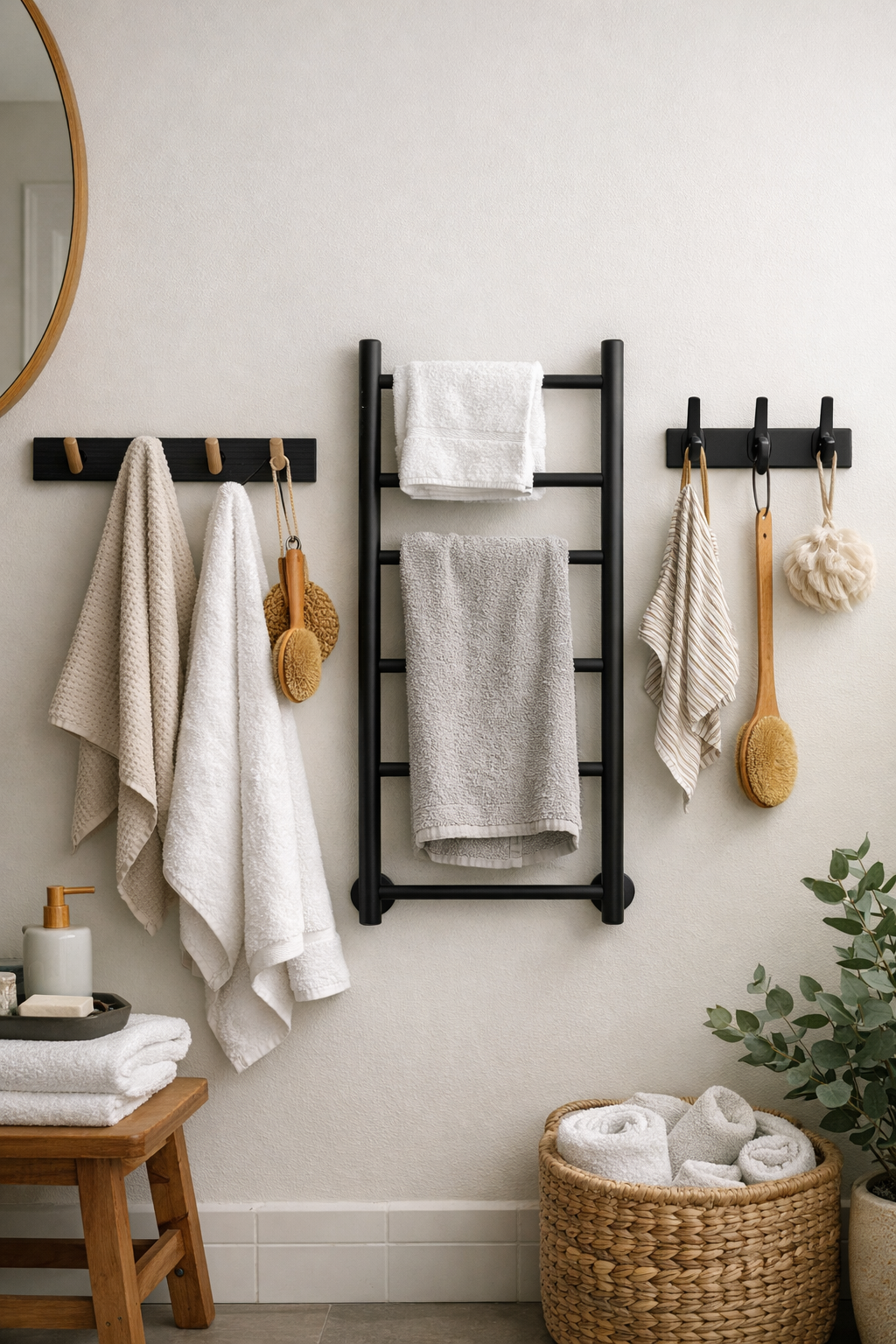 stylish space saving towel organization