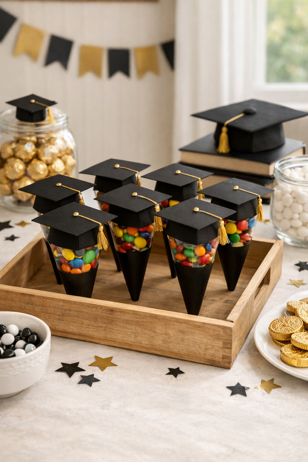 festive graduation candy cones
