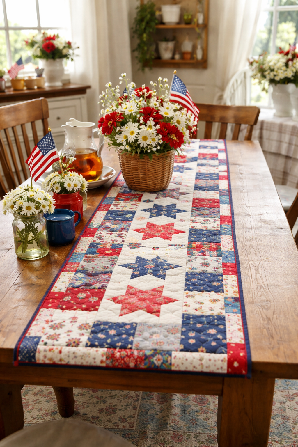 patriotic handcrafted quilt runners