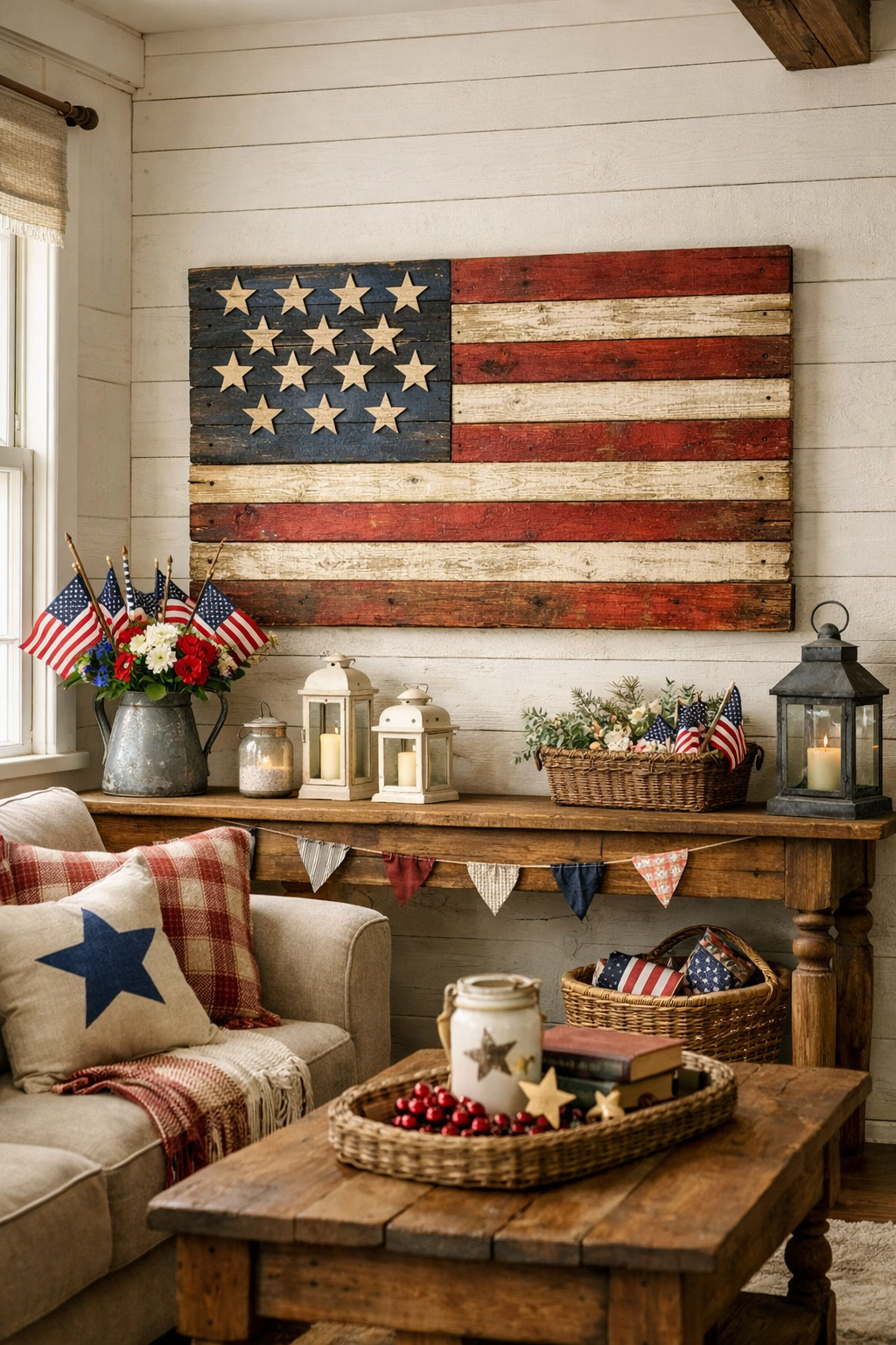 rustic american flag decor