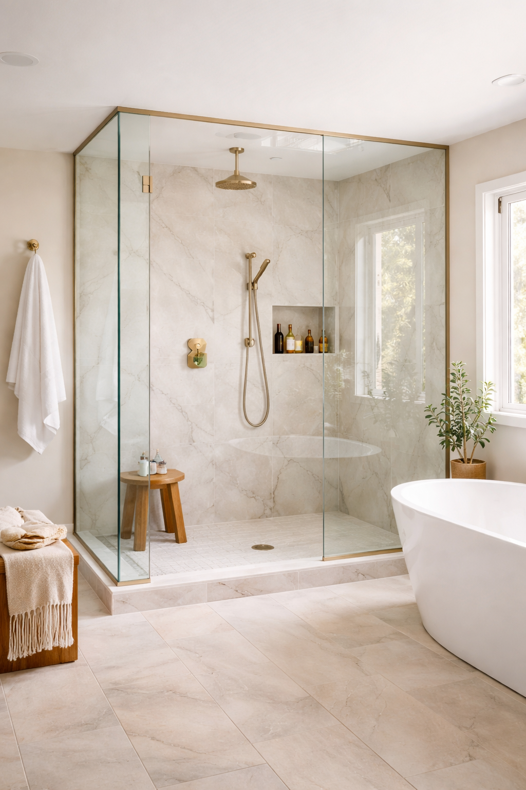 sleek glass shower enclosure