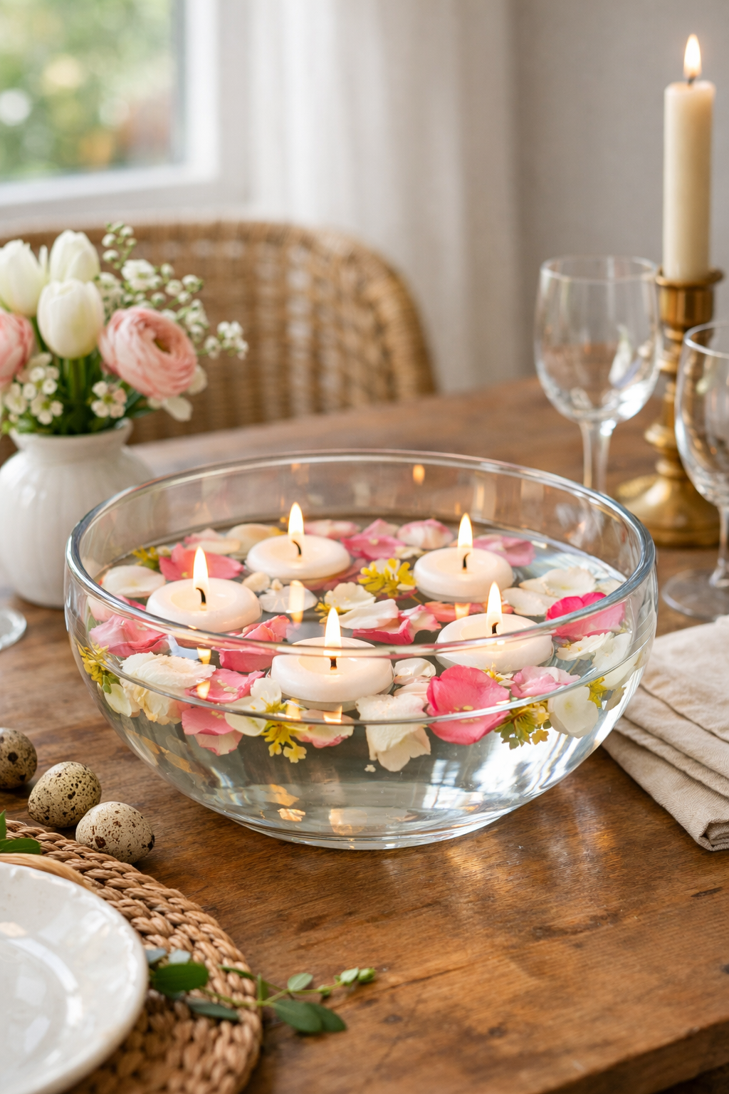 floating petals candle display
