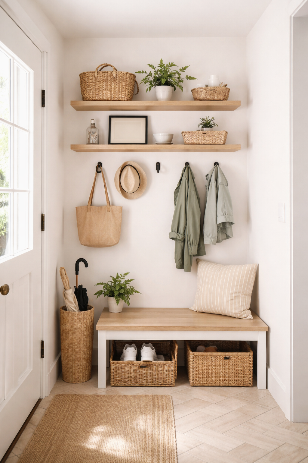 sleek narrow floating shelves