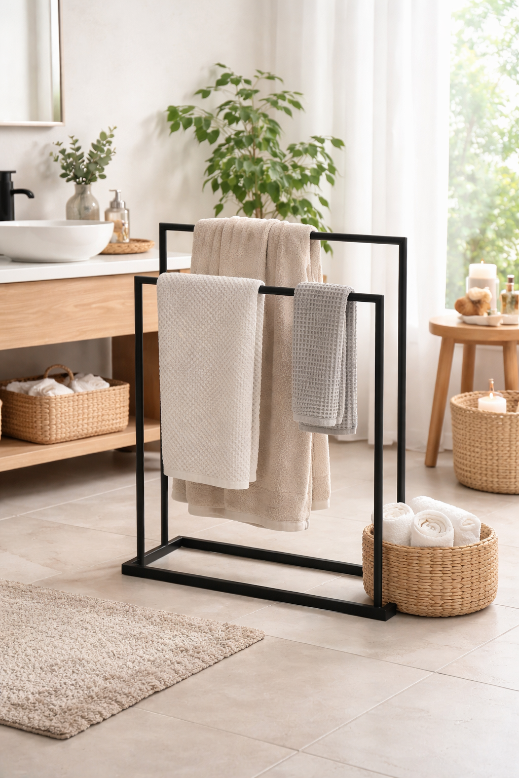 stylish space saving towel organizer