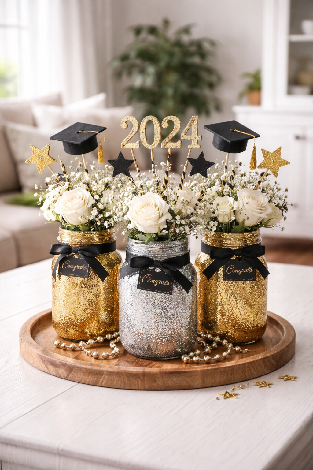 sparkling glitter mason jars