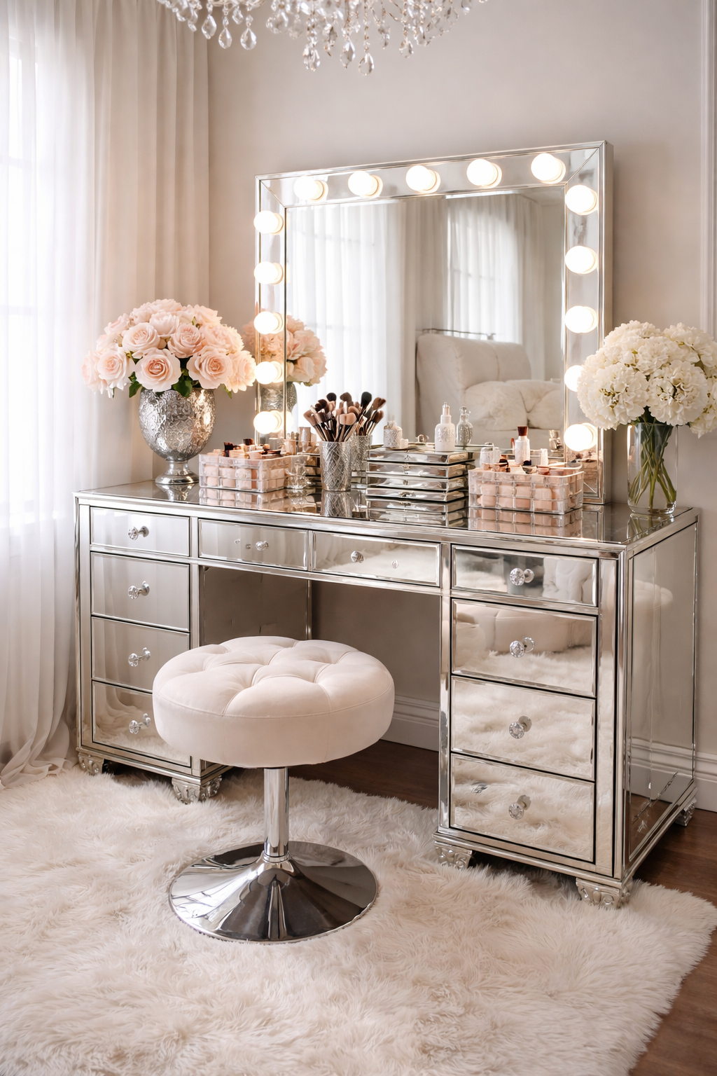 glamorous mirrored vanity decor