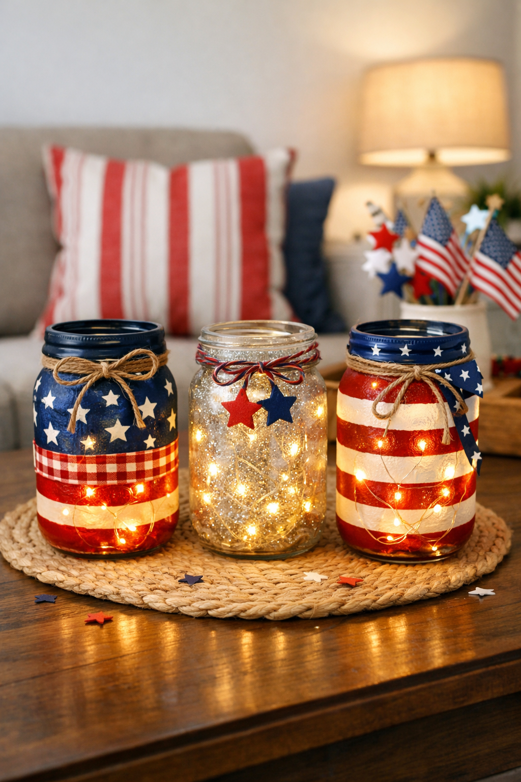 create patriotic mason jar lanterns