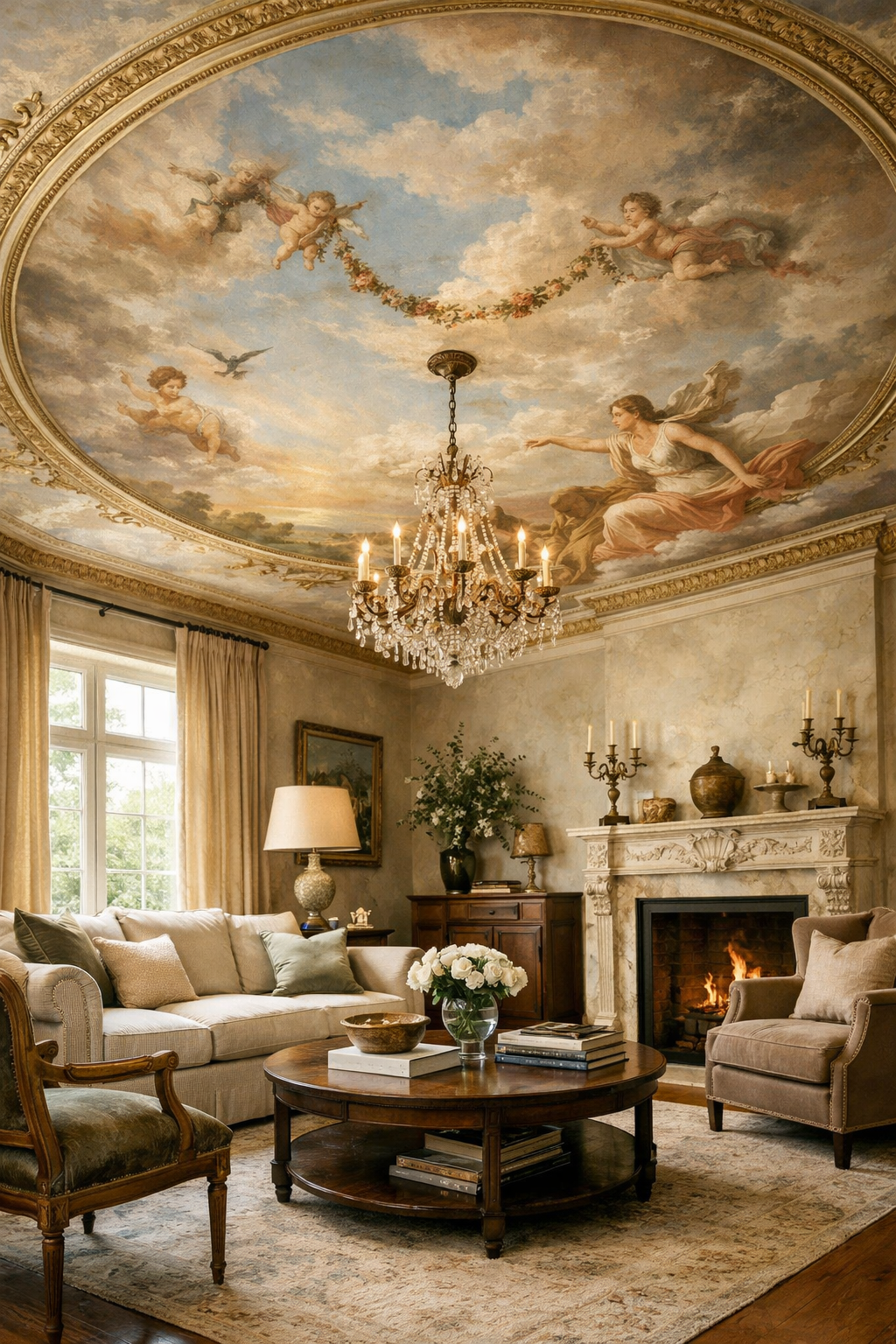 ceiling murals create immersive elegance