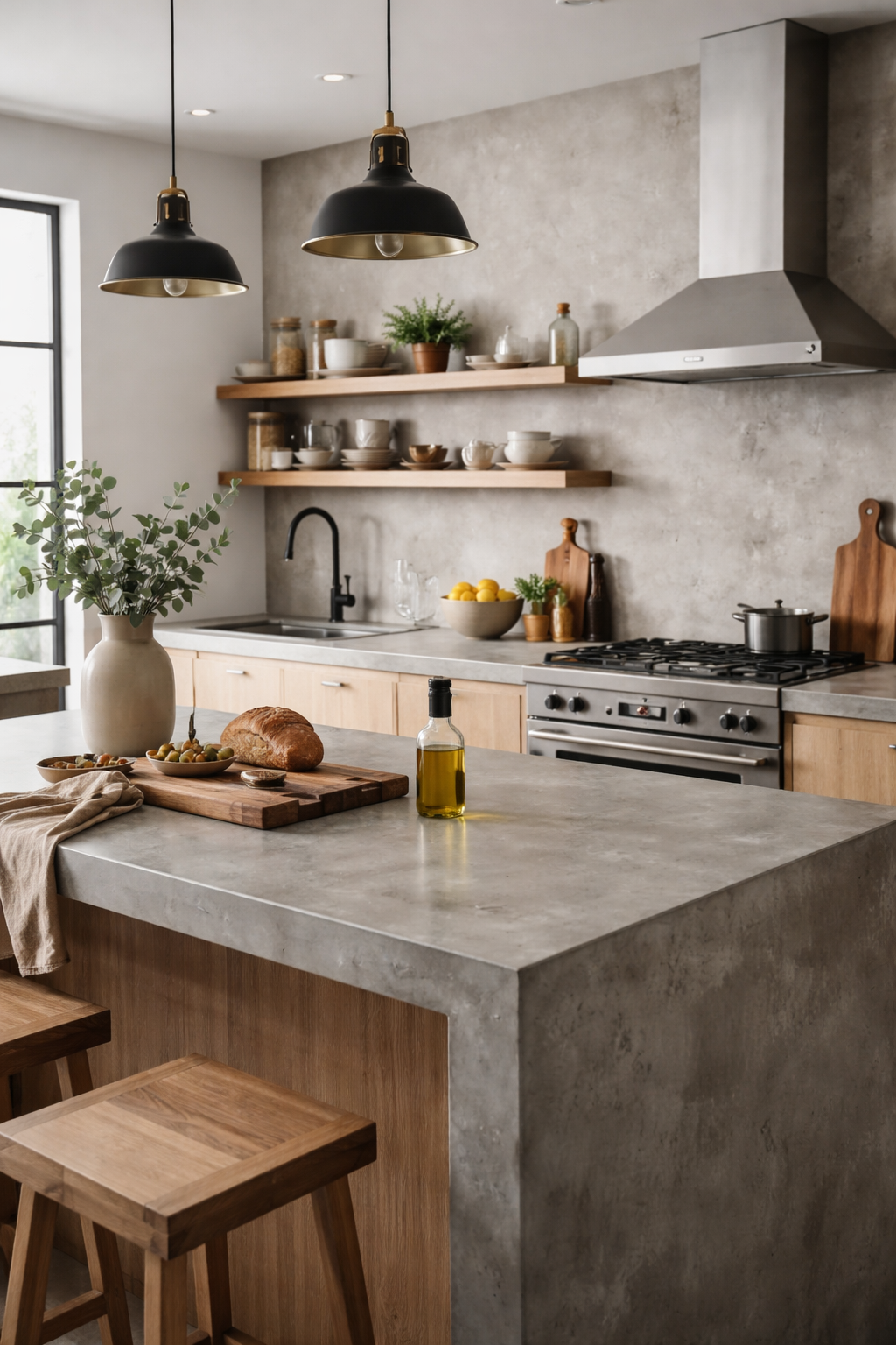 28 Stylish & Functional Kitchen Countertop Ideas to Try Now 4 bold industrial concrete surfaces