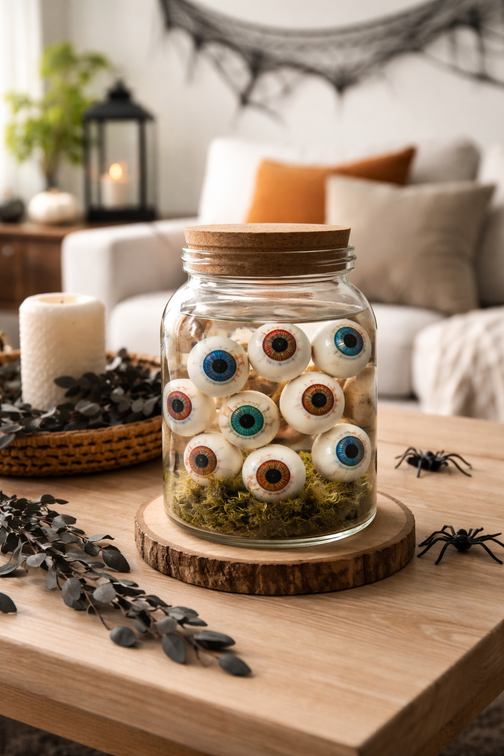 eyeball terrarium with ping pong balls