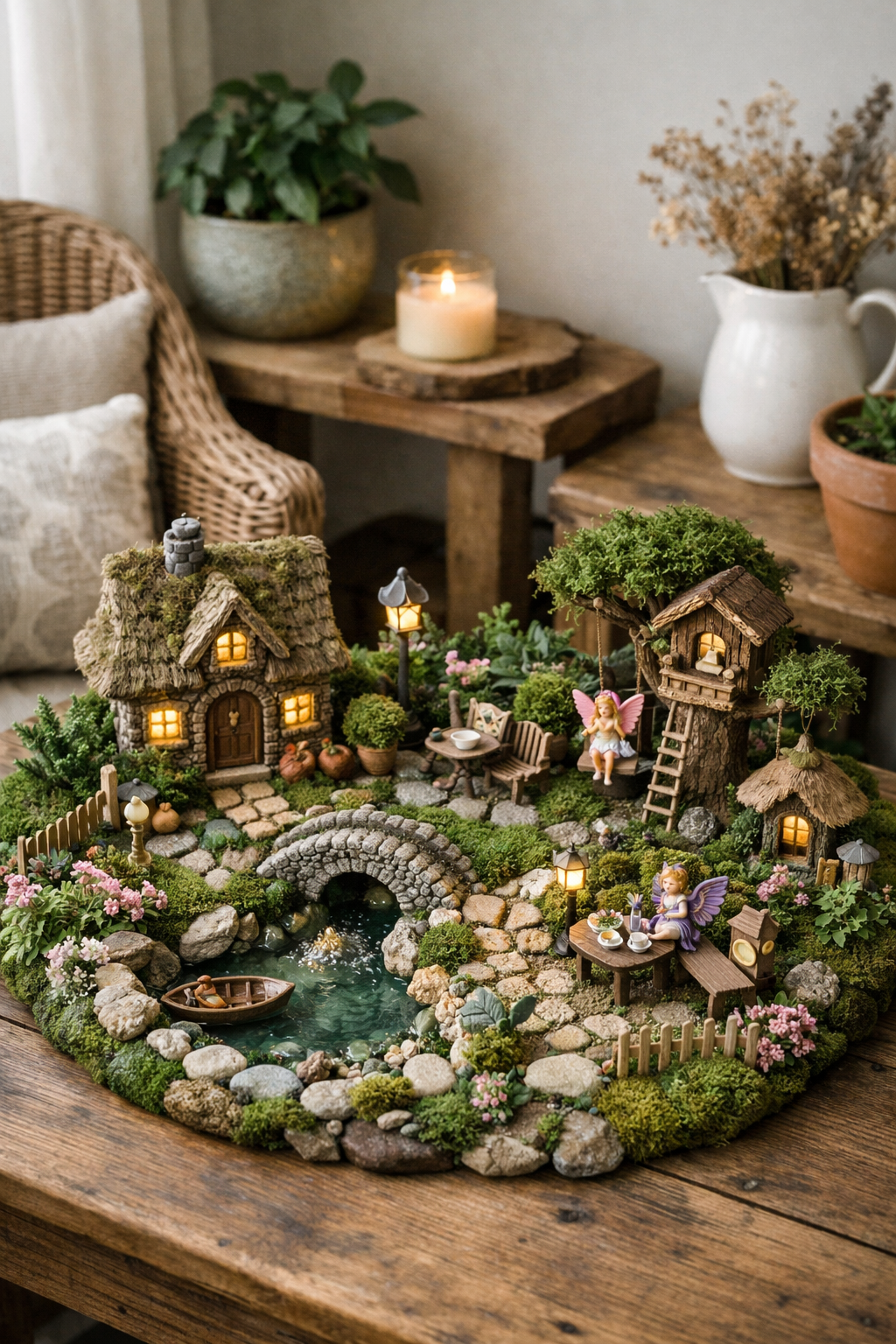 miniature fairy garden scene