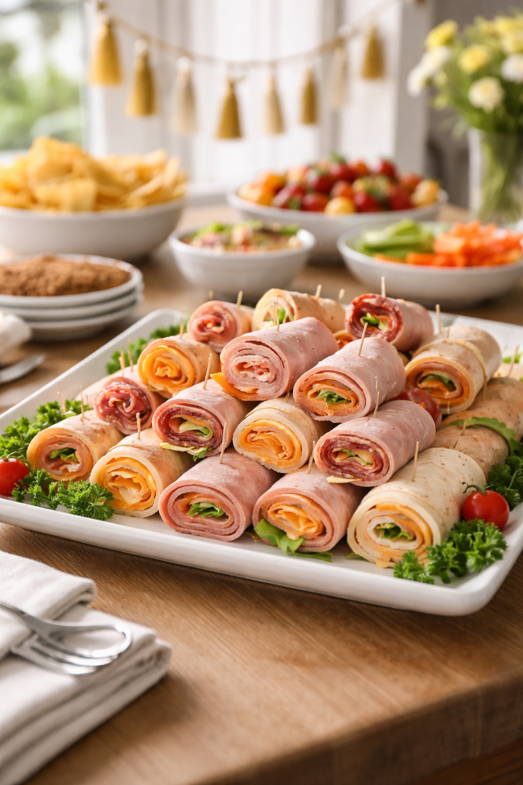 layered meat cheese roll ups