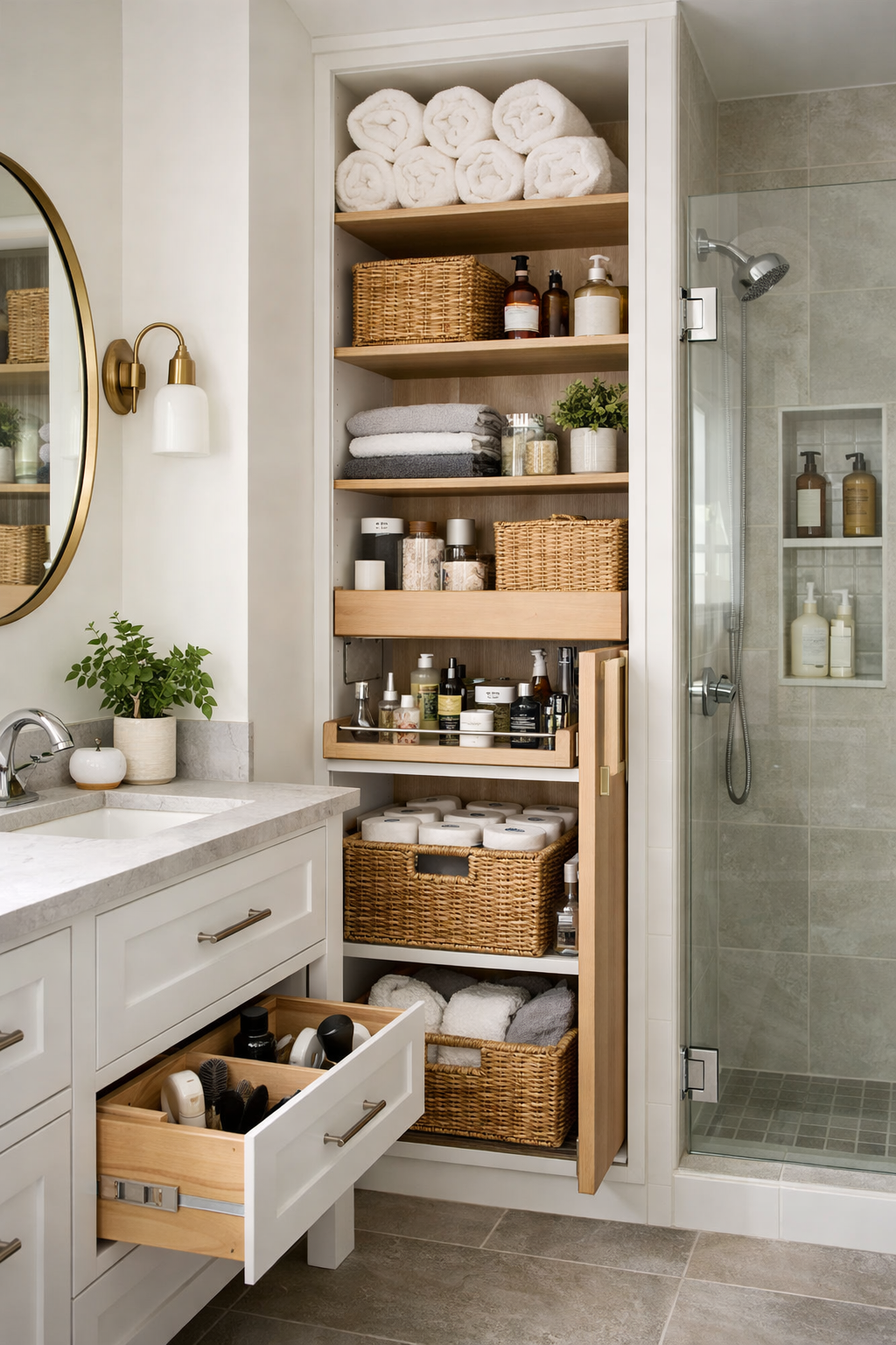 smart vertical bathroom storage