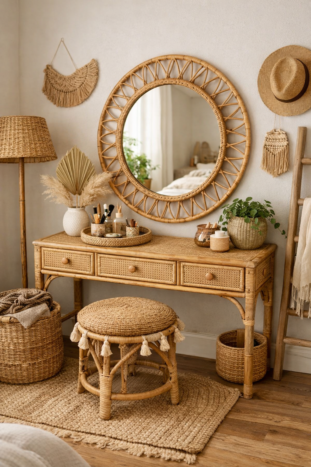 boho rattan earthy accents