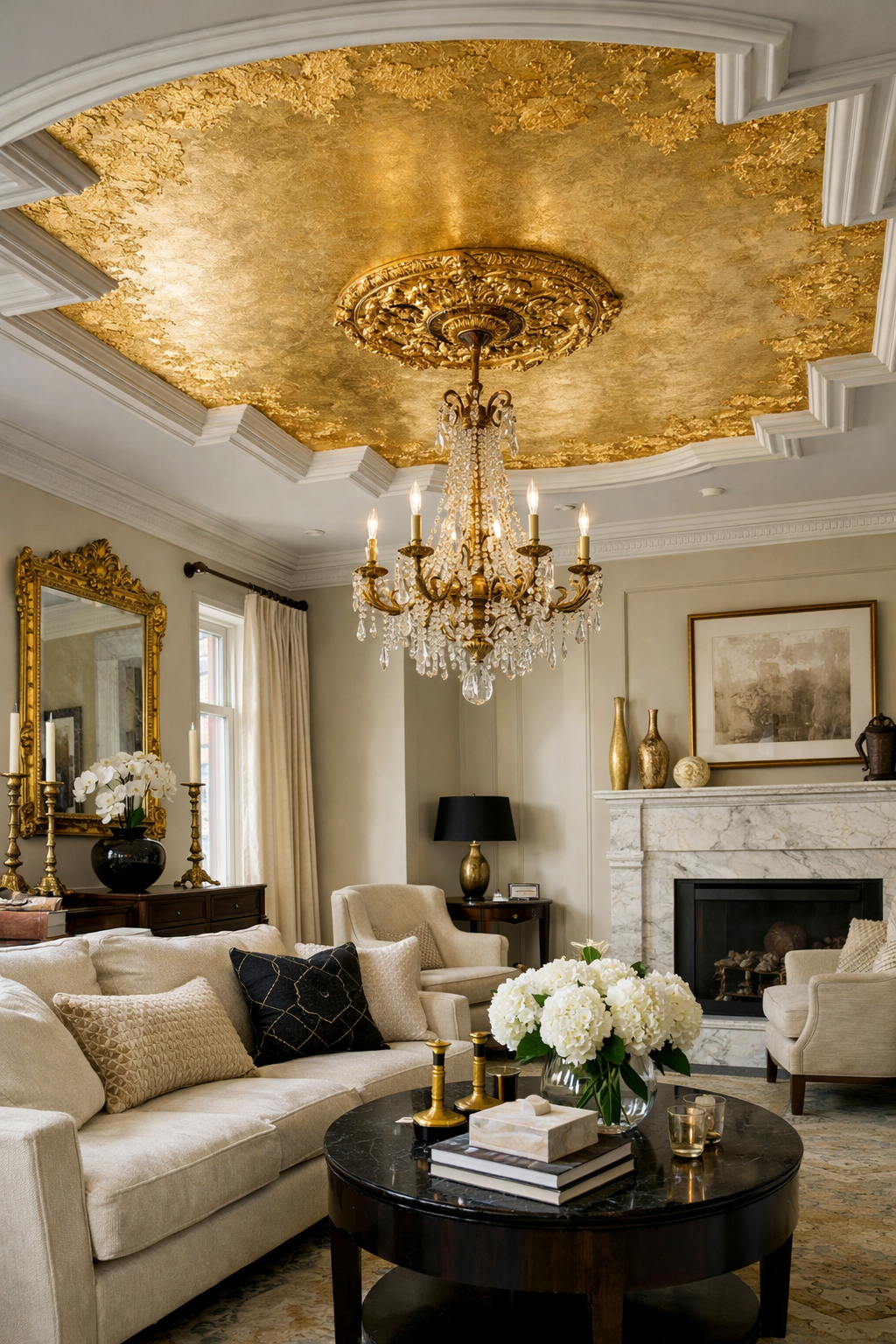 luxurious gold leaf accents