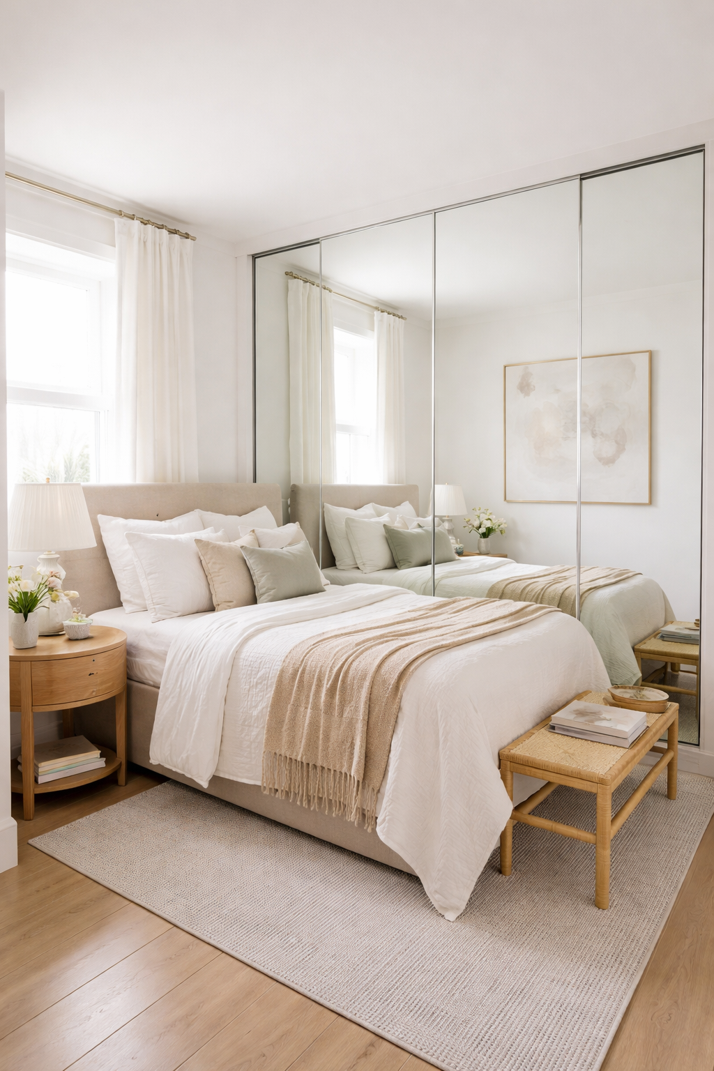 23 Small Bedroom Makeover Ideas With a Big Style Impact 4 reflective surfaces maximize space