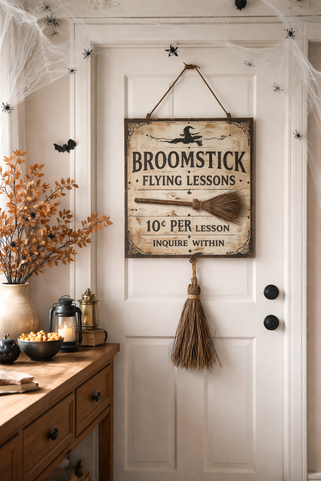 broomstick flying lessons sign