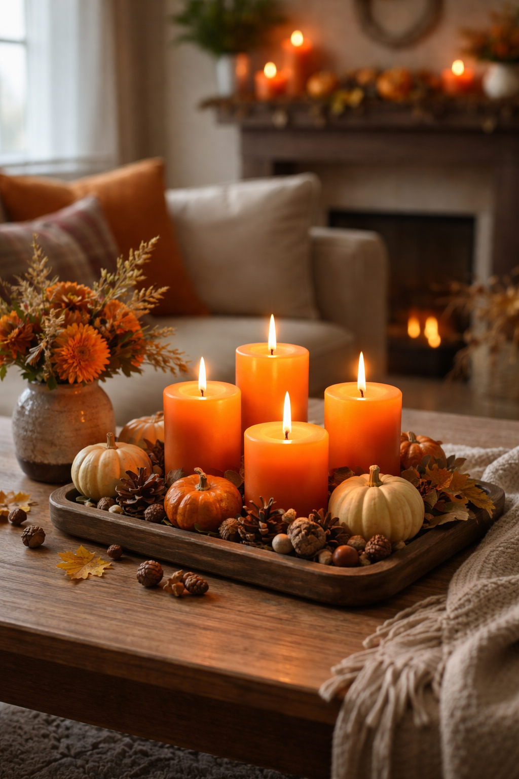 orange candles for Halloween and Thanksgiving