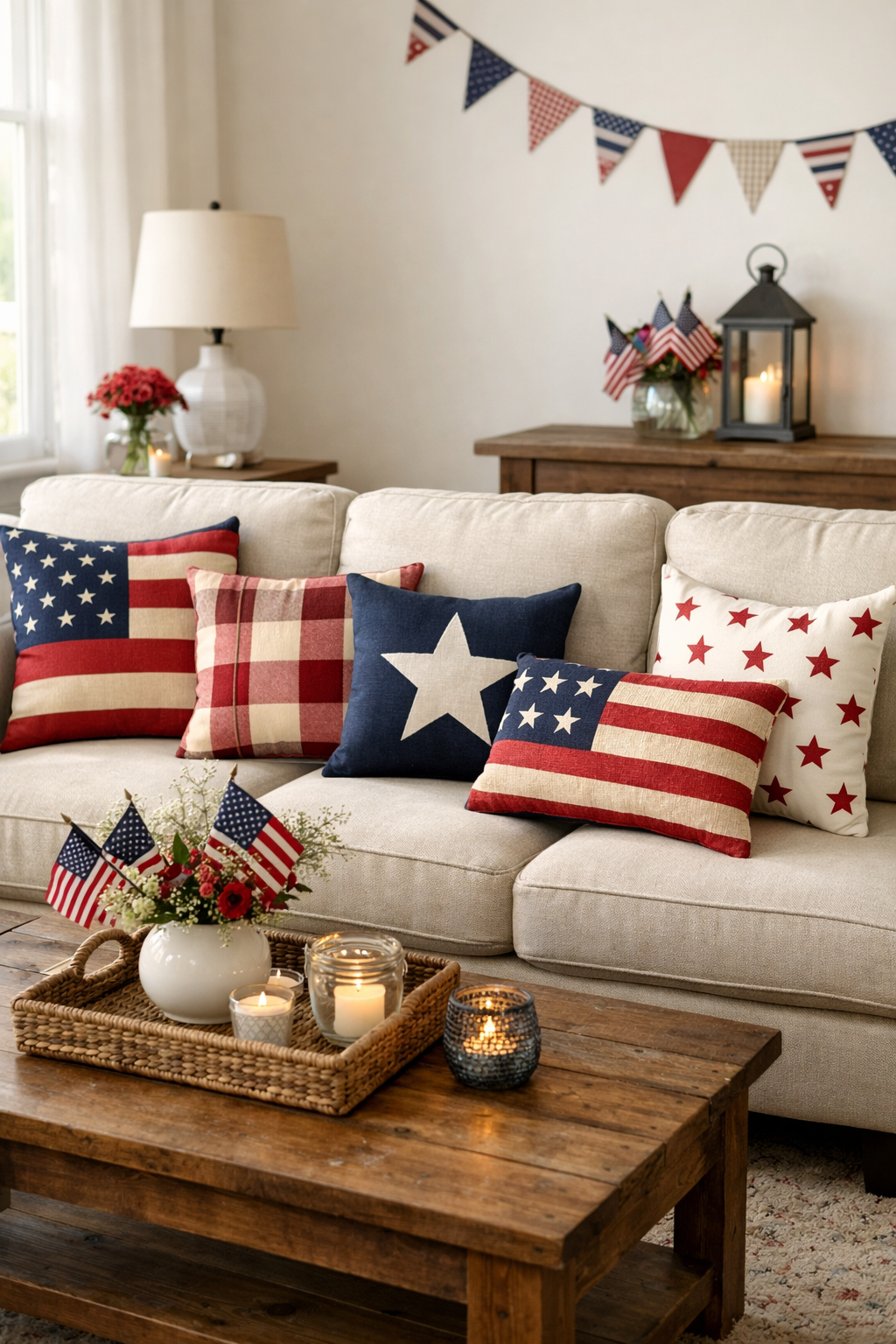 stylish patriotic cushion accents