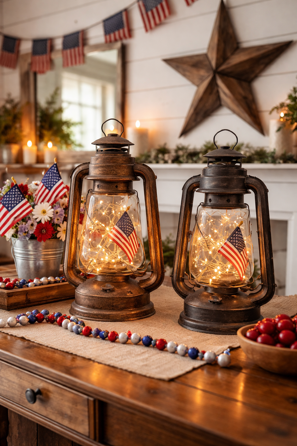 vintage patriotic lantern lighting