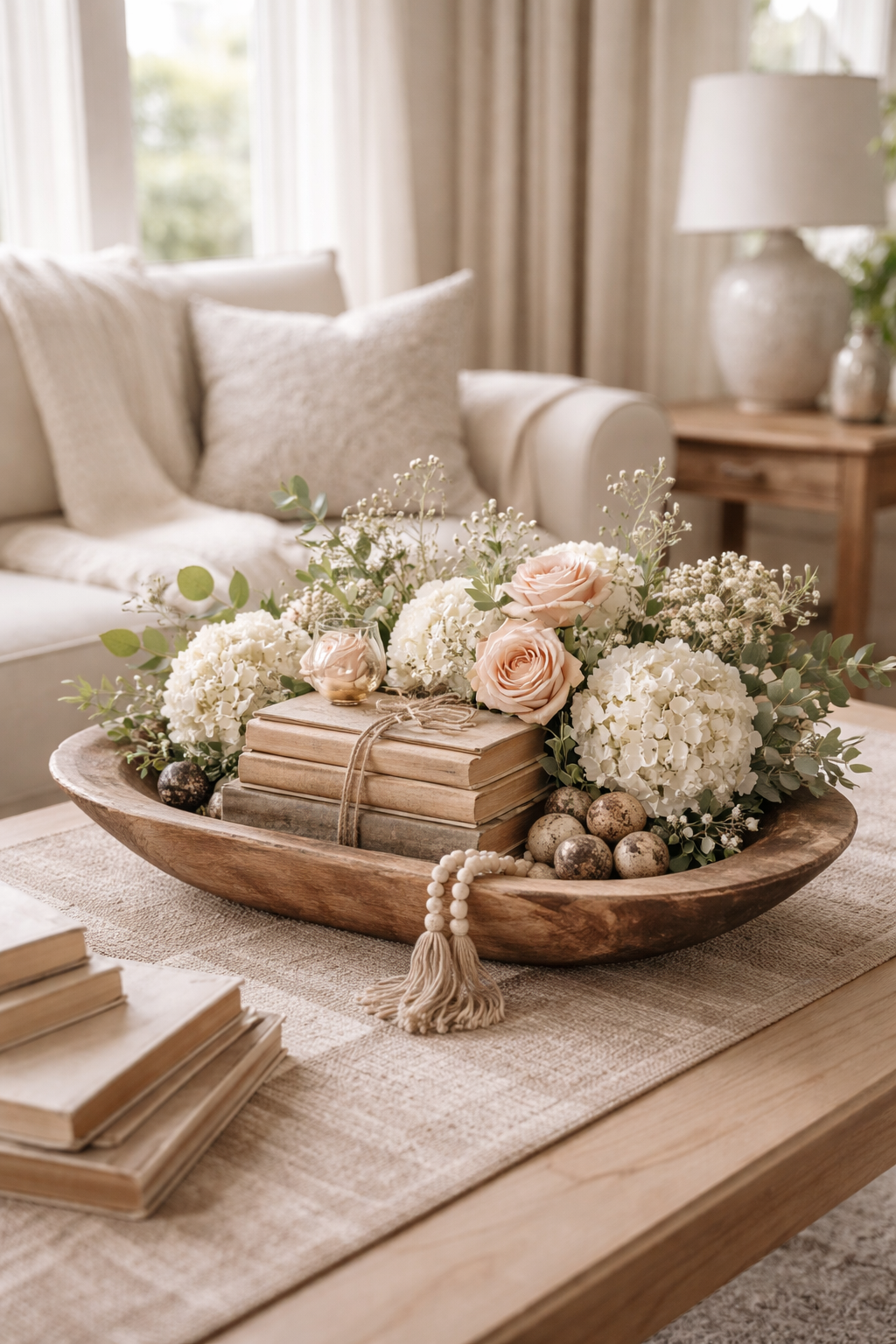 vintage books floral accents