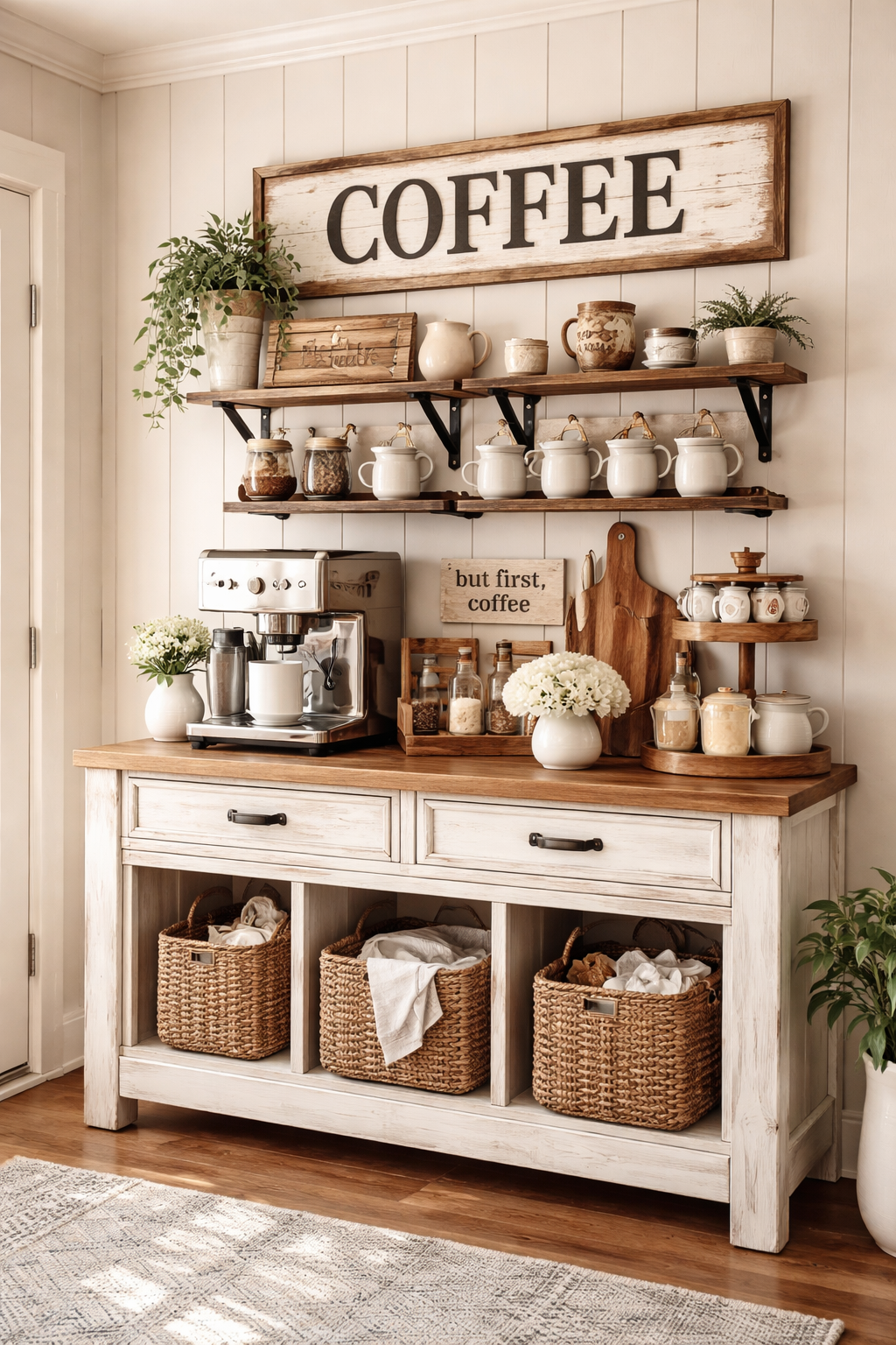 farmhouse rustic coffee station