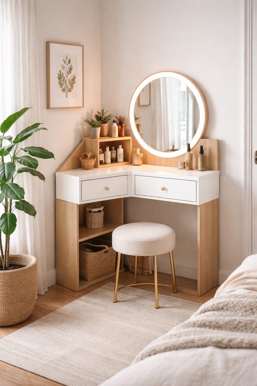 space saving corner vanity