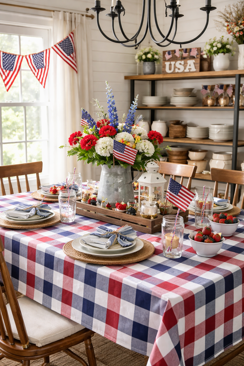 patriotic checkered tablecloths