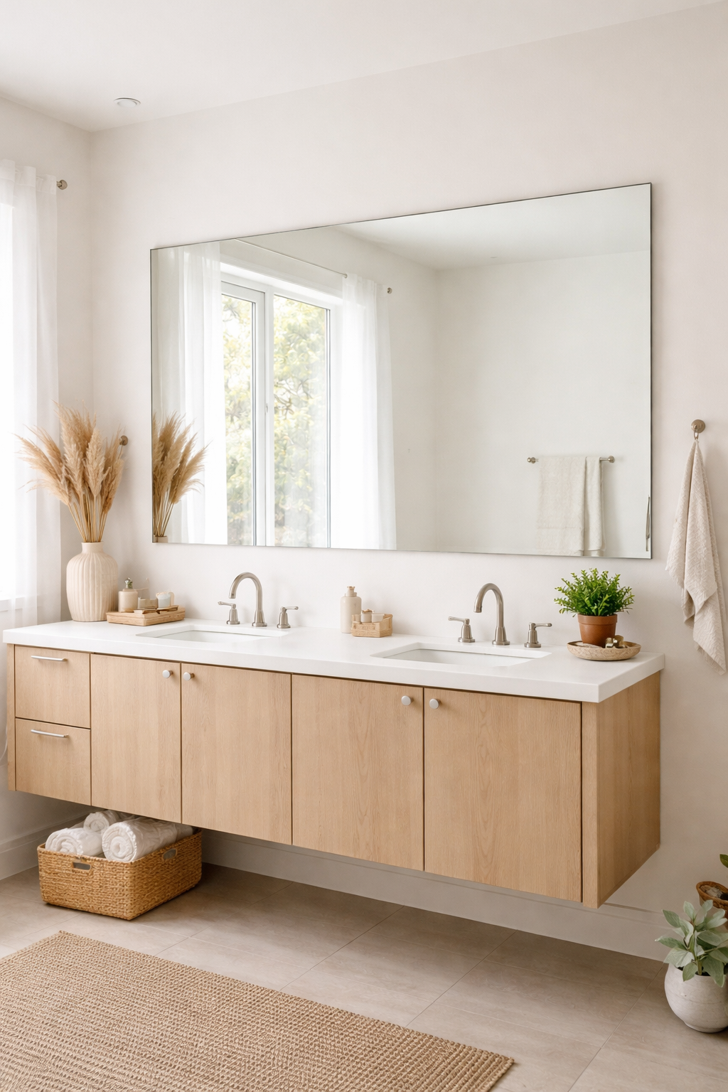 minimalist light enhancing mirror