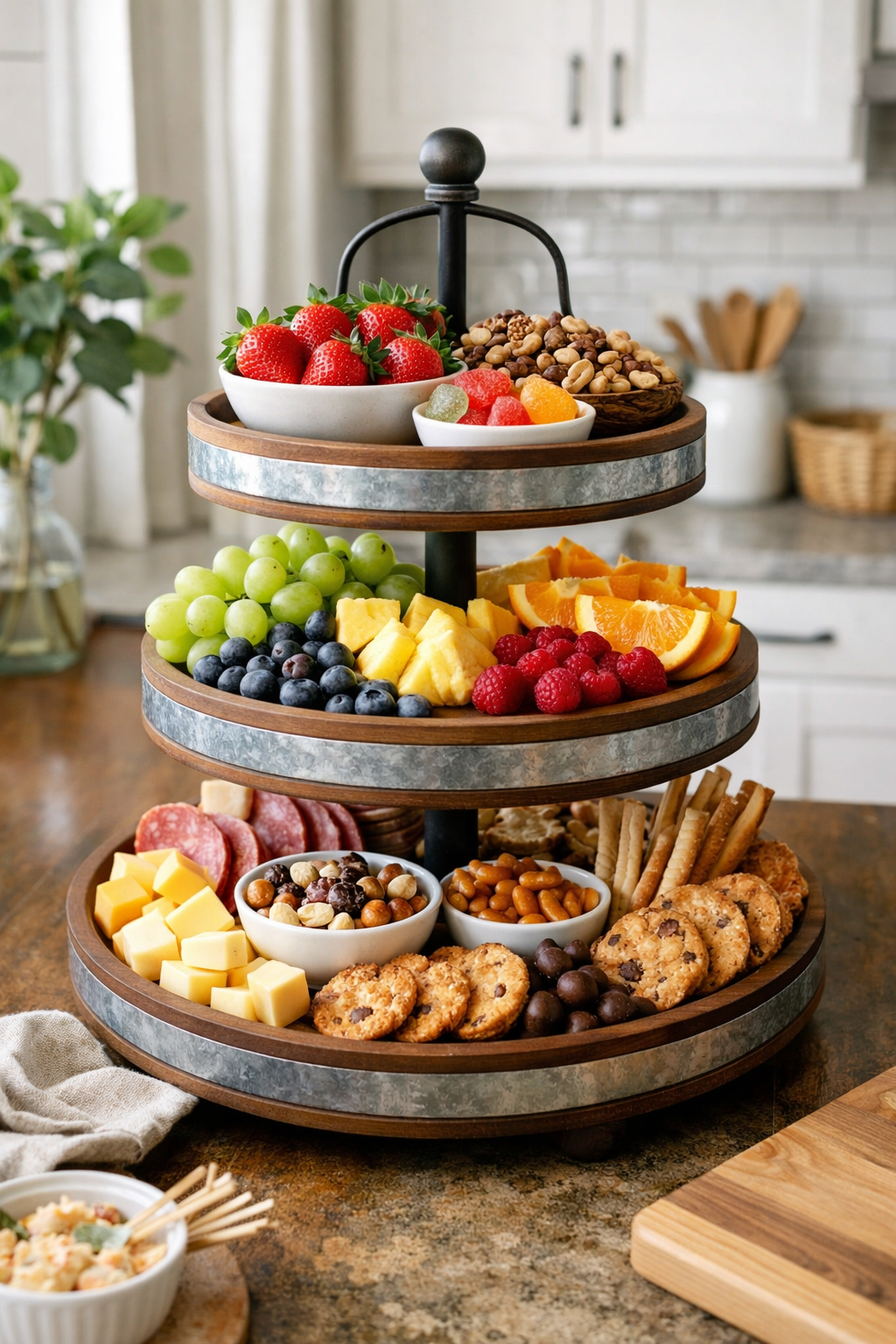 colorful layered snack display